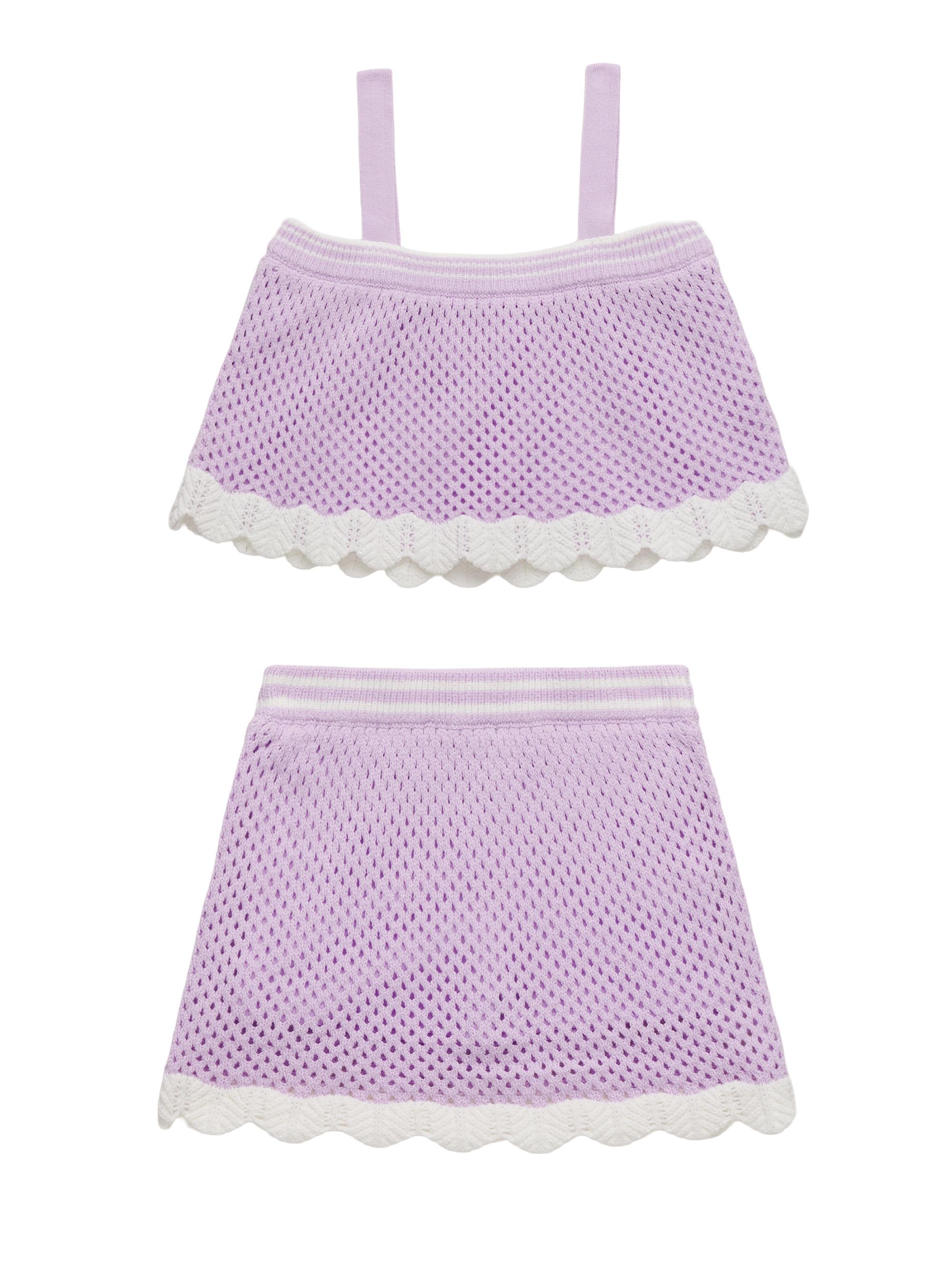 Design History Little Girl's Crochet Top & Skort Set - Lilac Combo