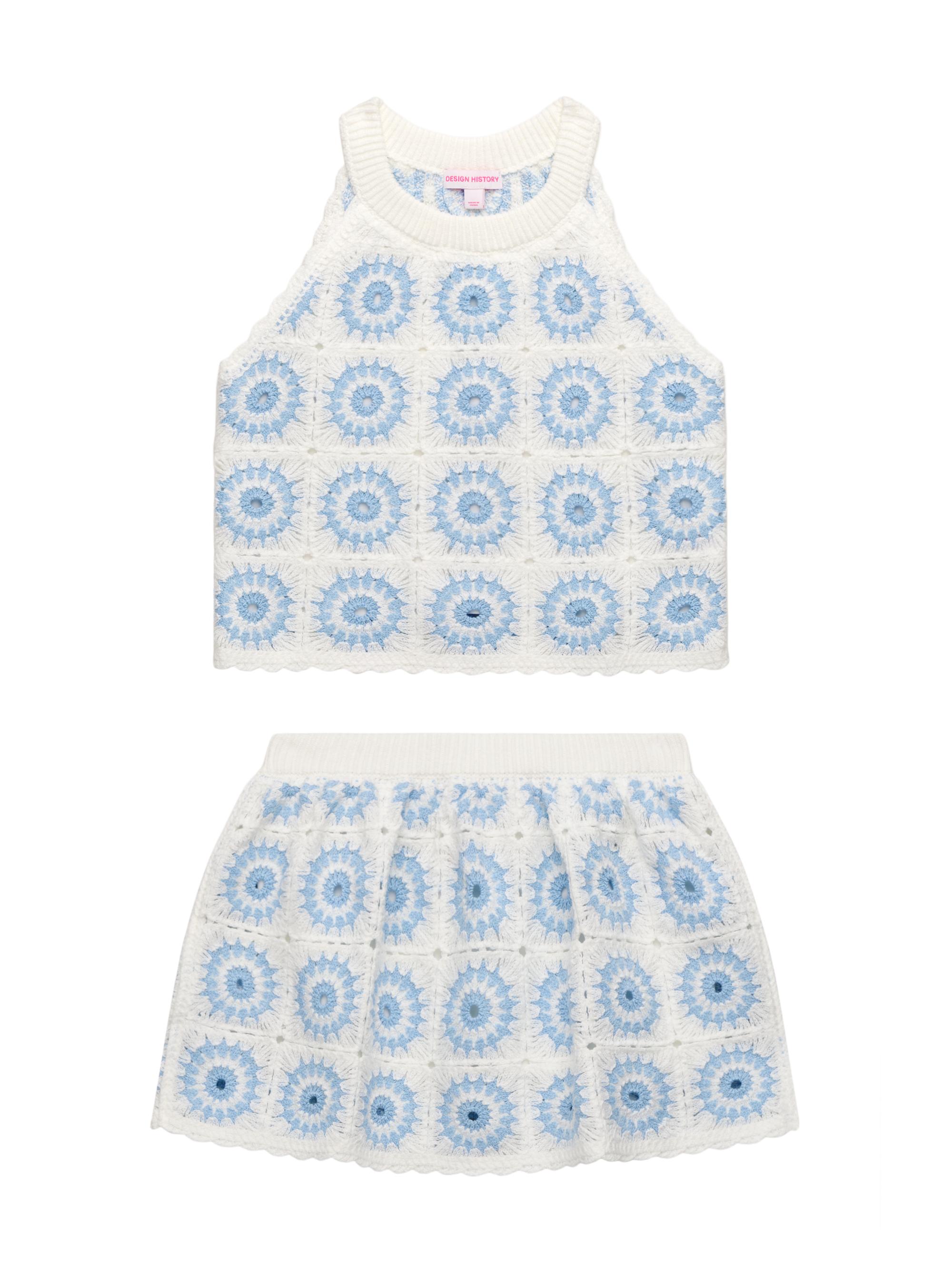 Design History Girl's Crochet Tank & Skort Set - Vanilla Combo