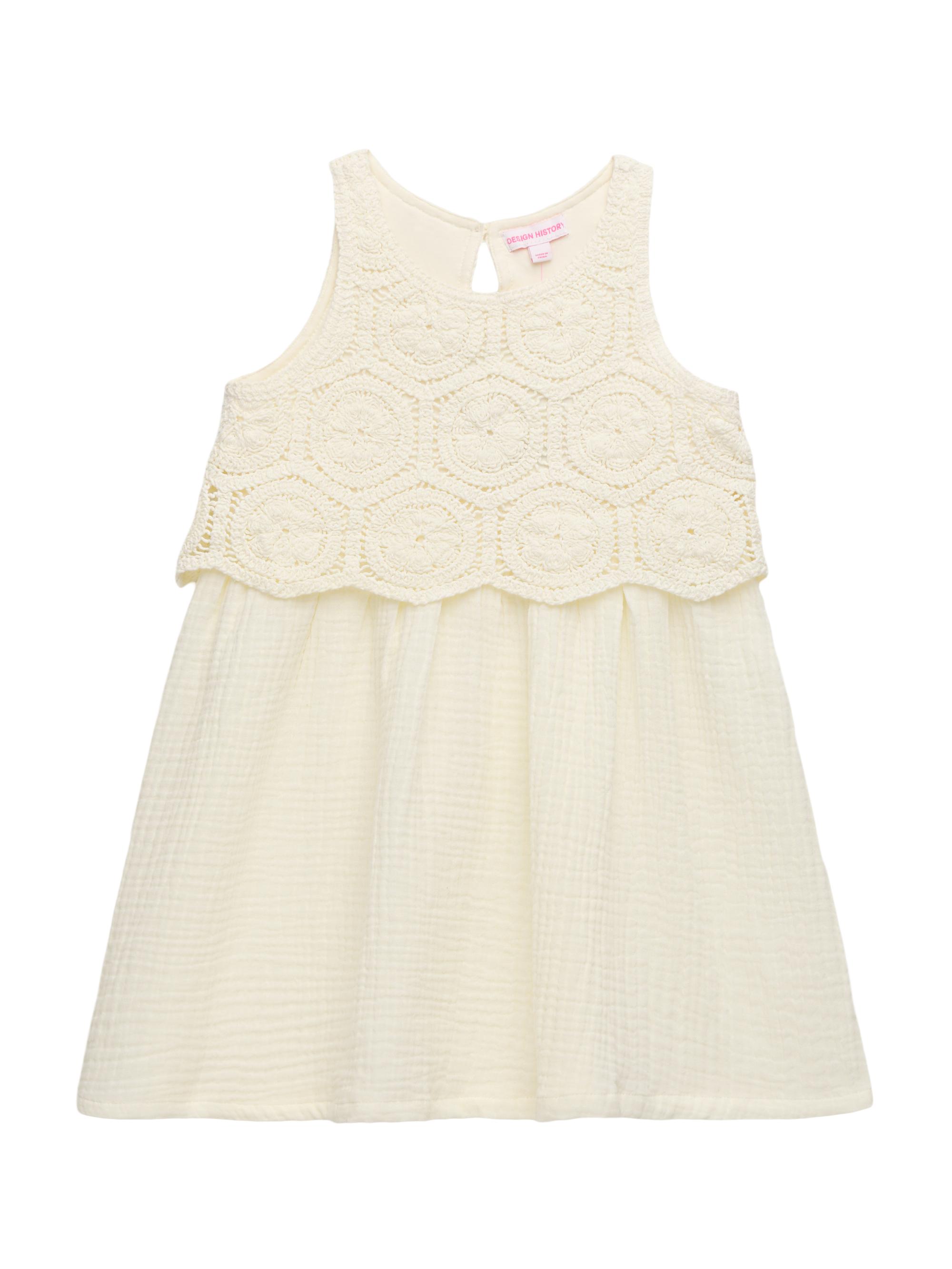 Design History Little Girl's Crochet Cotton Dress - Vanilla