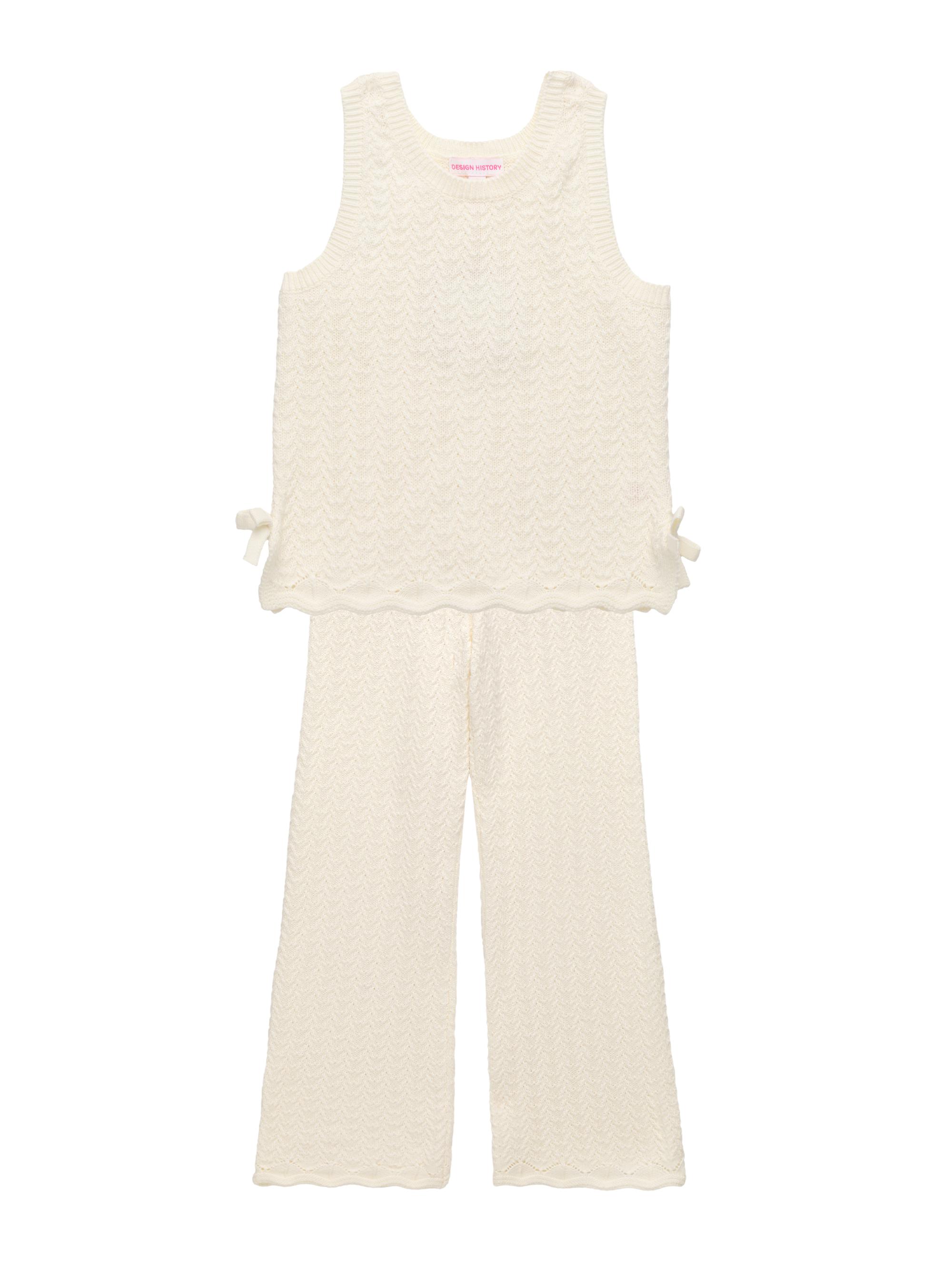 Design History Little Girl's Crochet Tank Top & Pants Set - Vanilla