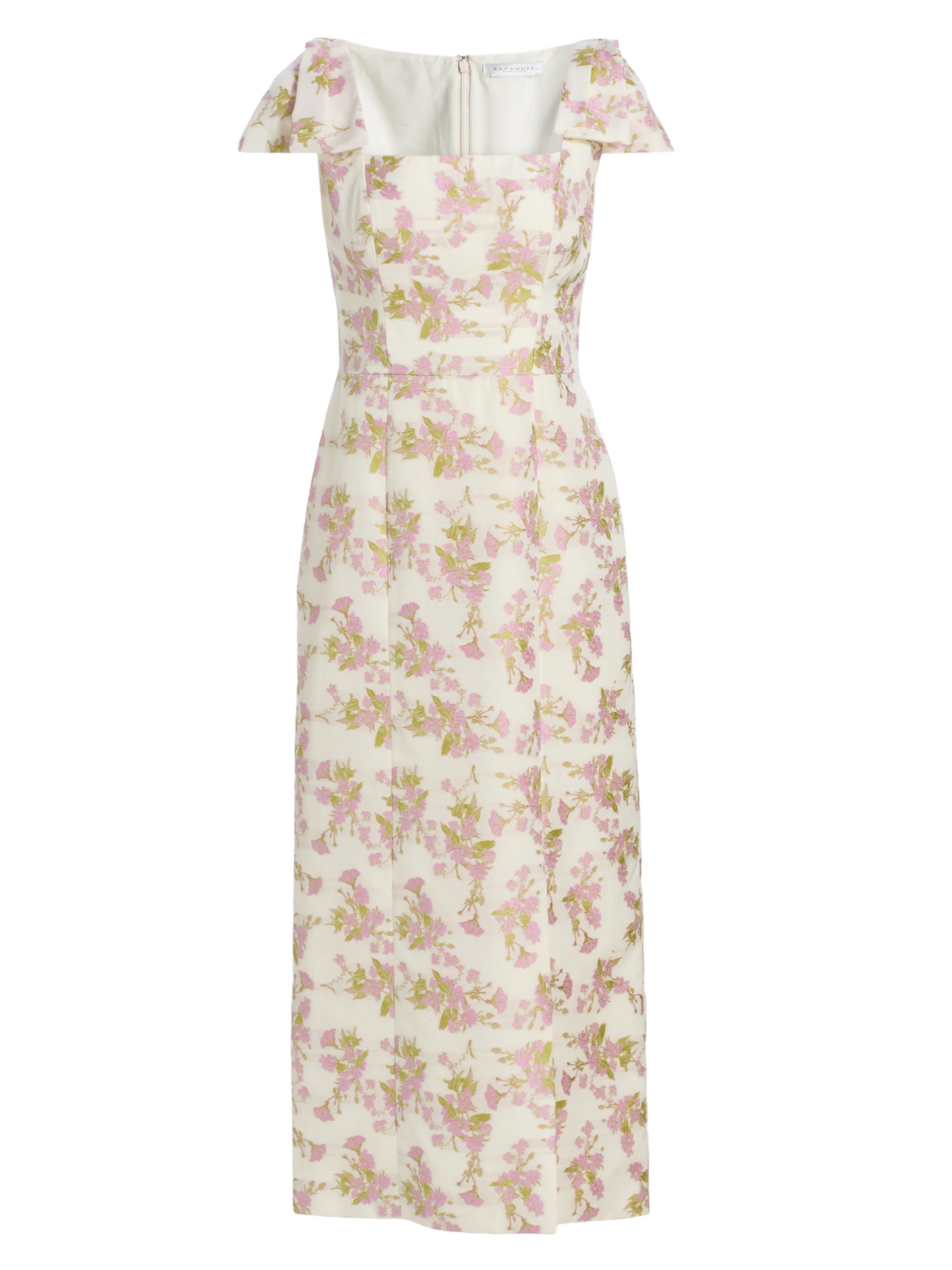 Kay Unger Women's Arianna Floral Jacquard Tea-Length Cocktail Dress - Delicate Pink