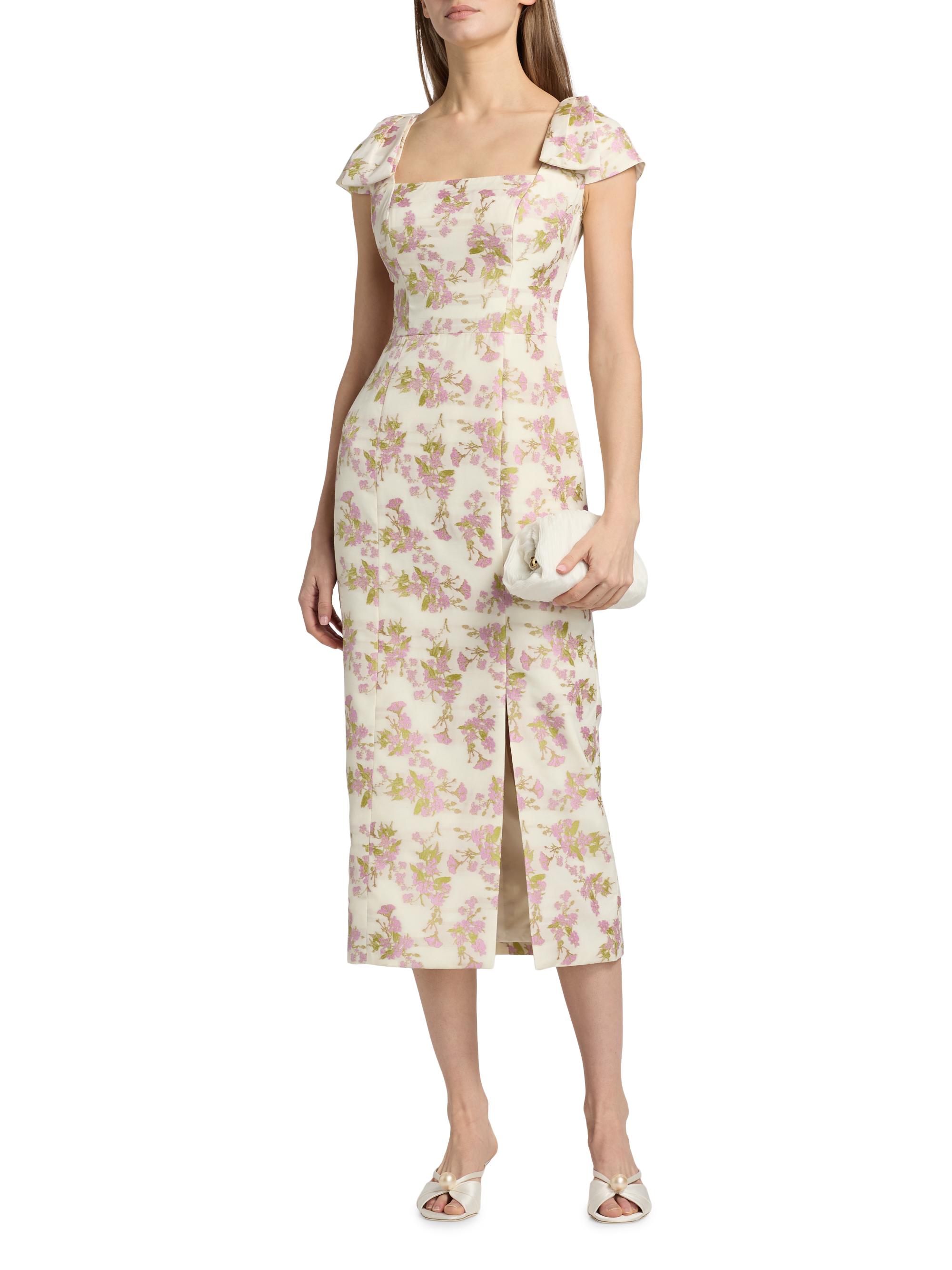 Kay Unger Arianna Floral Jacquard Tea-Length Cocktail Dress | Saks