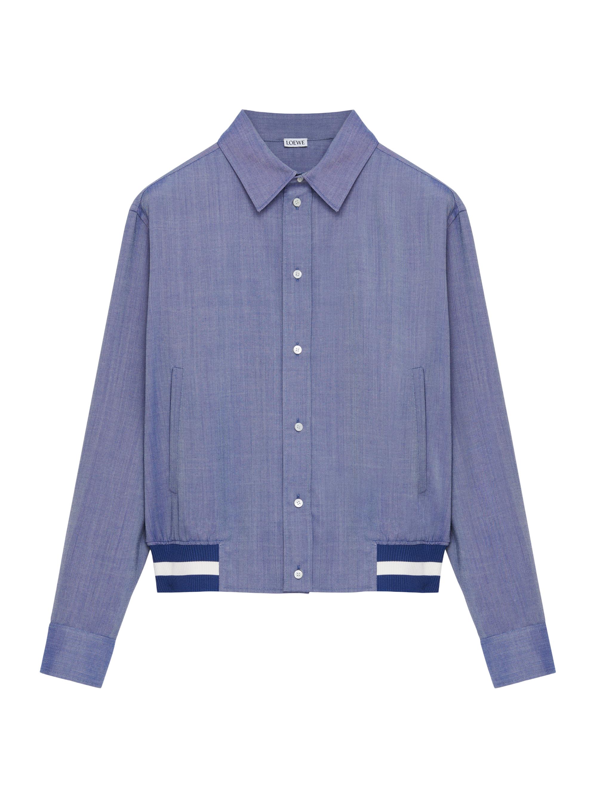 LOEWE Men's Wool-Blend Striped-Hem Jacket - Blue