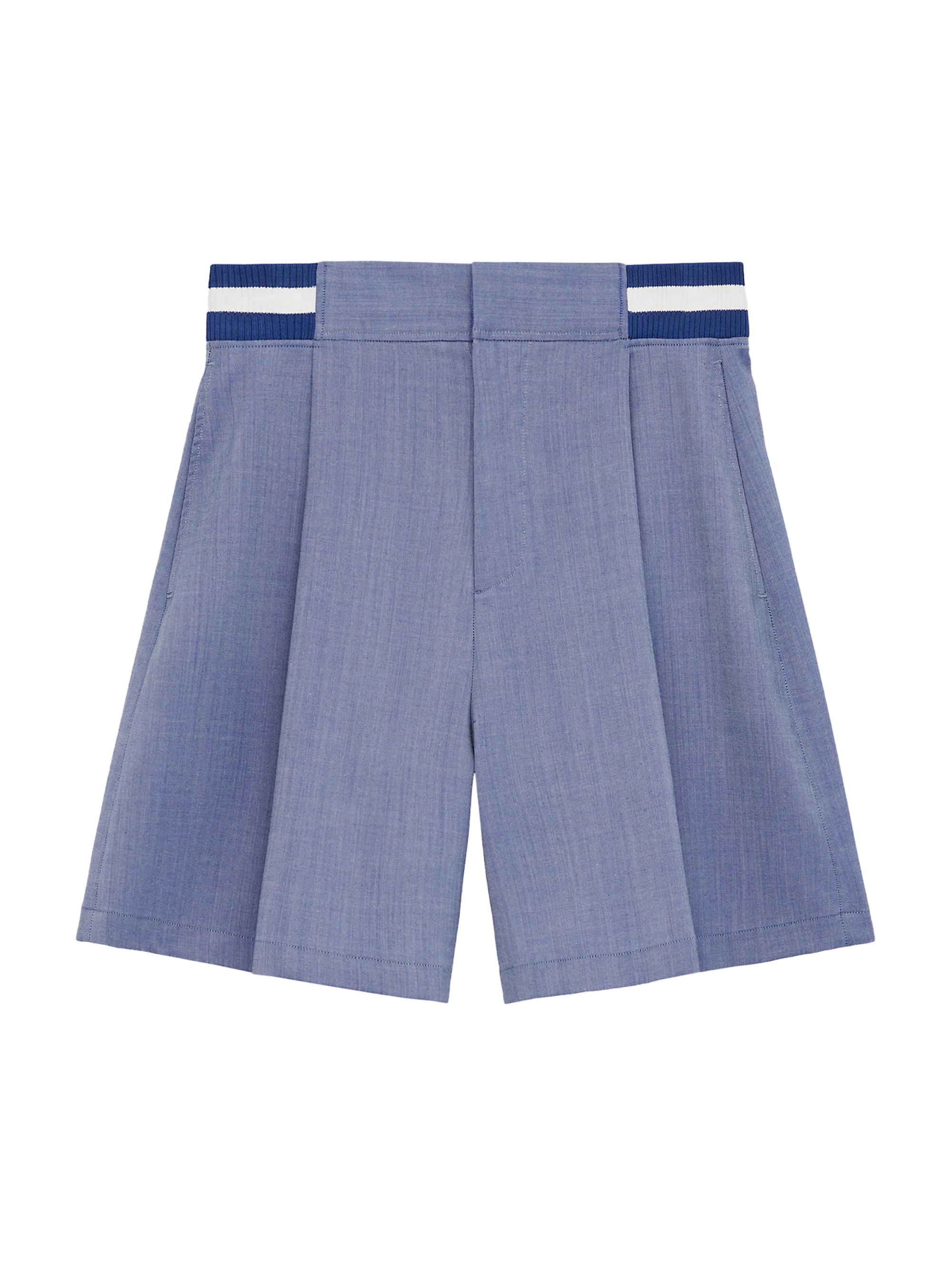 LOEWE Men's Pleated Wool-Blend Shorts - Blue