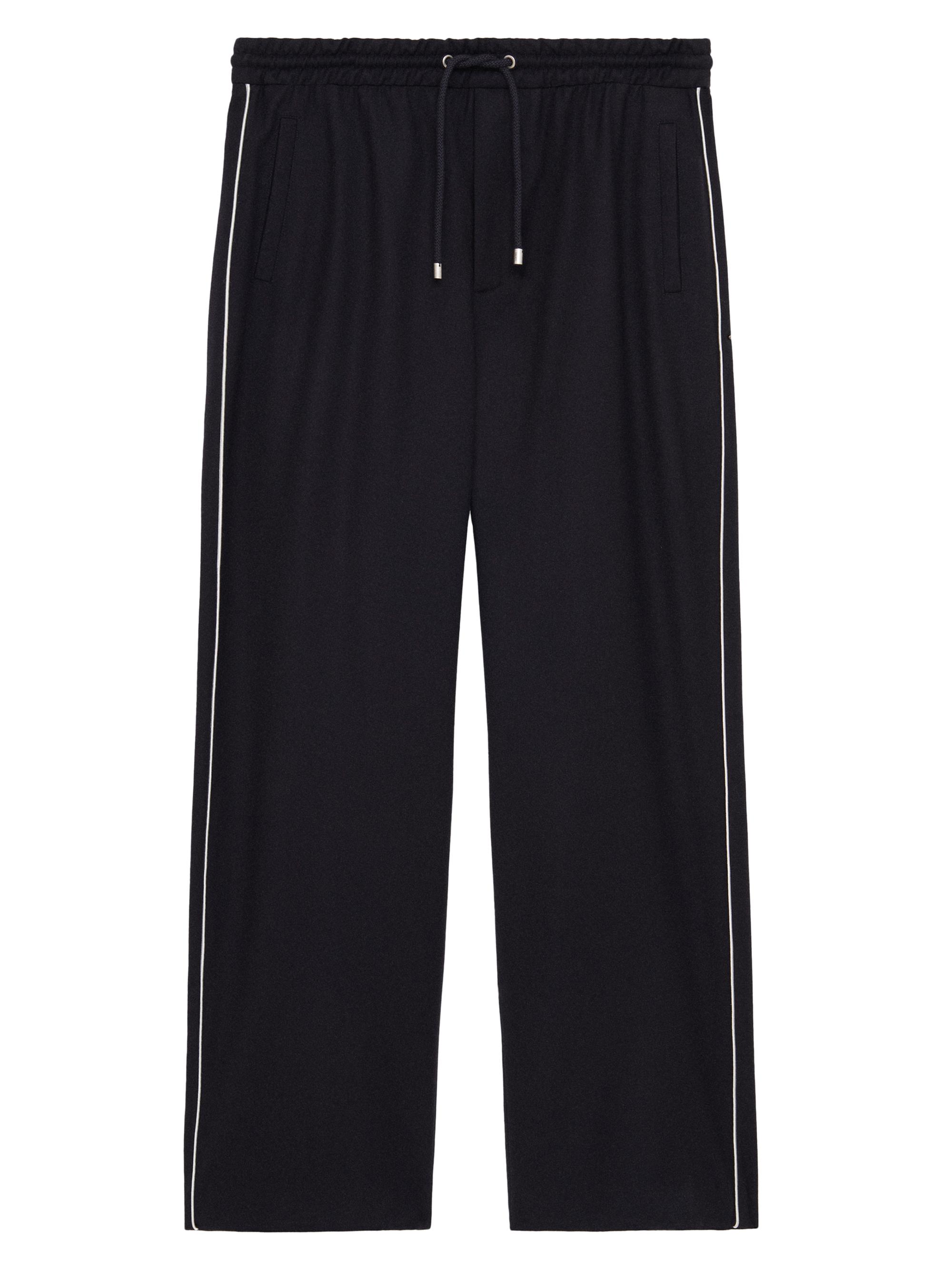 LOEWE Men's Wool-Blend Drawstring Trousers - Navy Grey