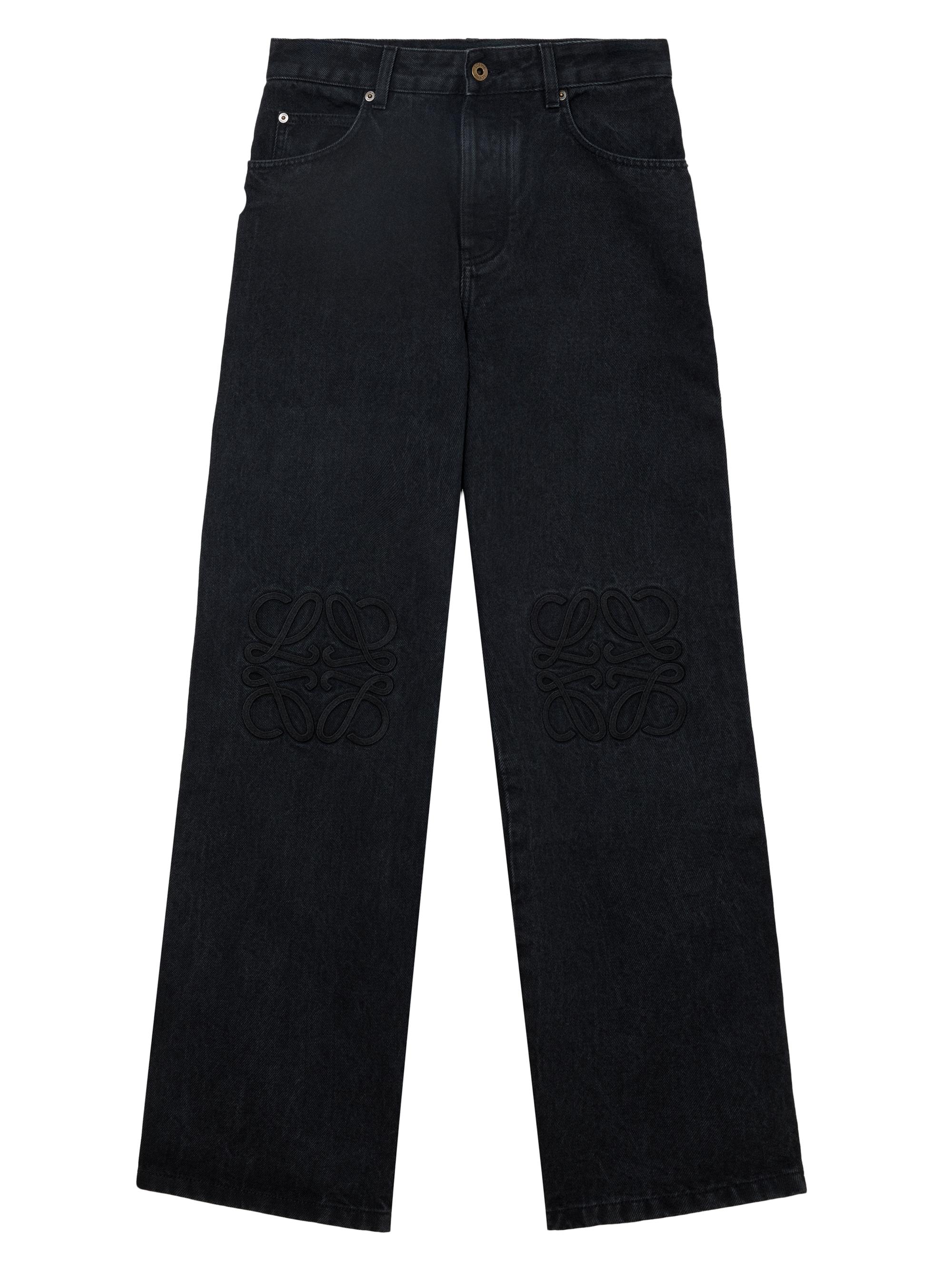 LOEWE Men's Anagram-Embroidered Baggy Jeans - Black