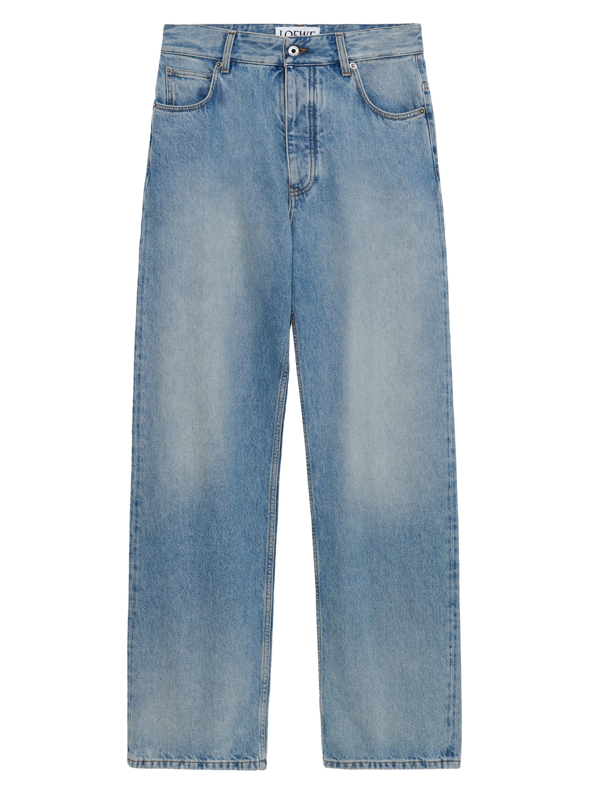 LOEWE Men's Faded Straight Jeans - Vintage Blue