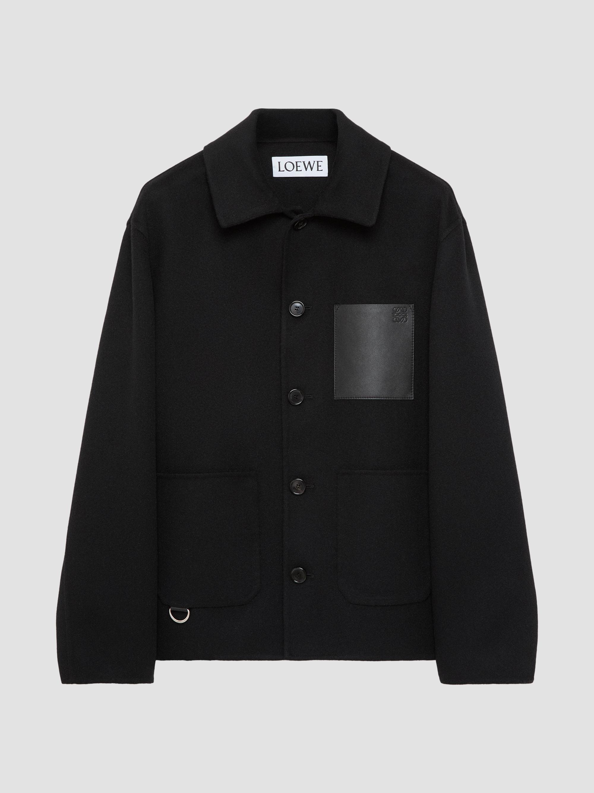 LOEWE Men's Wool-Cashmere Workwear Jacket - Black | Thumbnail 3