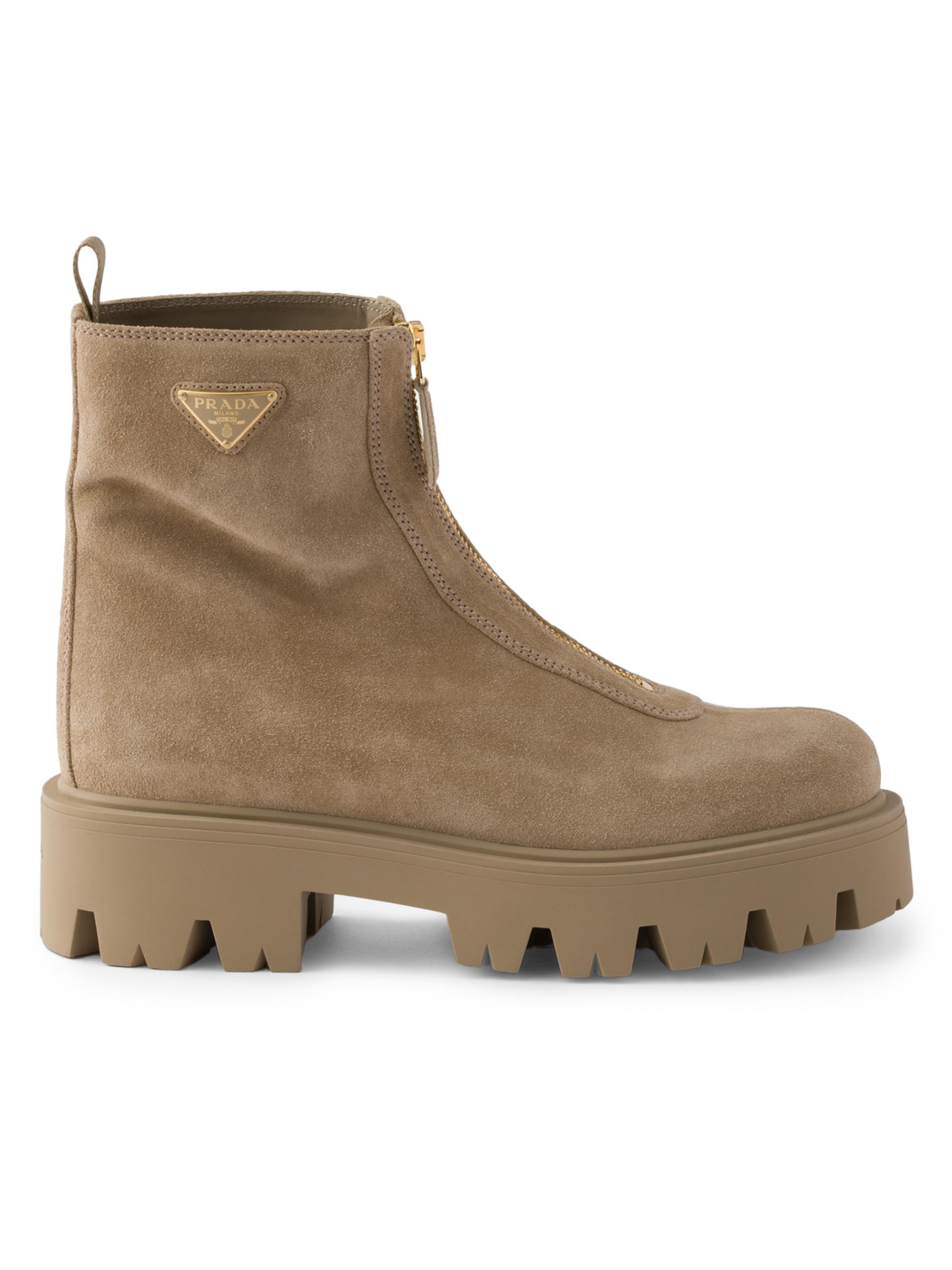 Prada Suede Booties with Zip | Saks Fifth Avenue