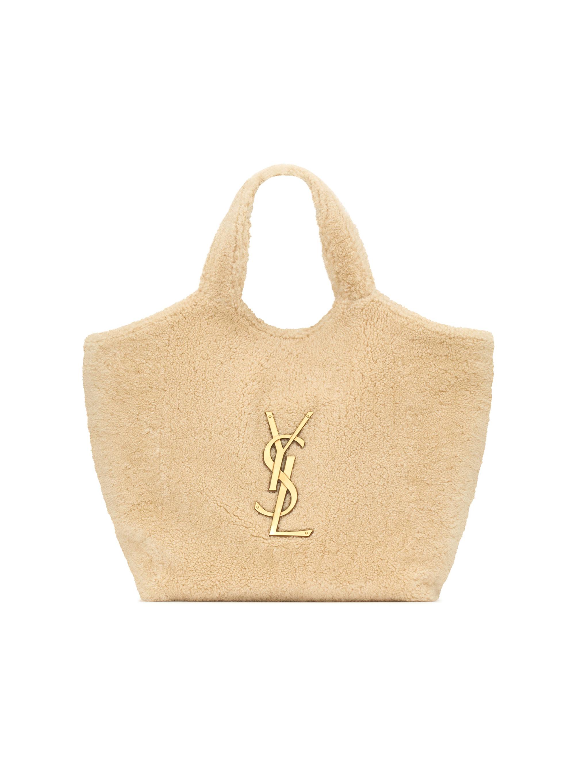 Saint Laurent Women's Icare Tote Bag in Shearling - Naturale