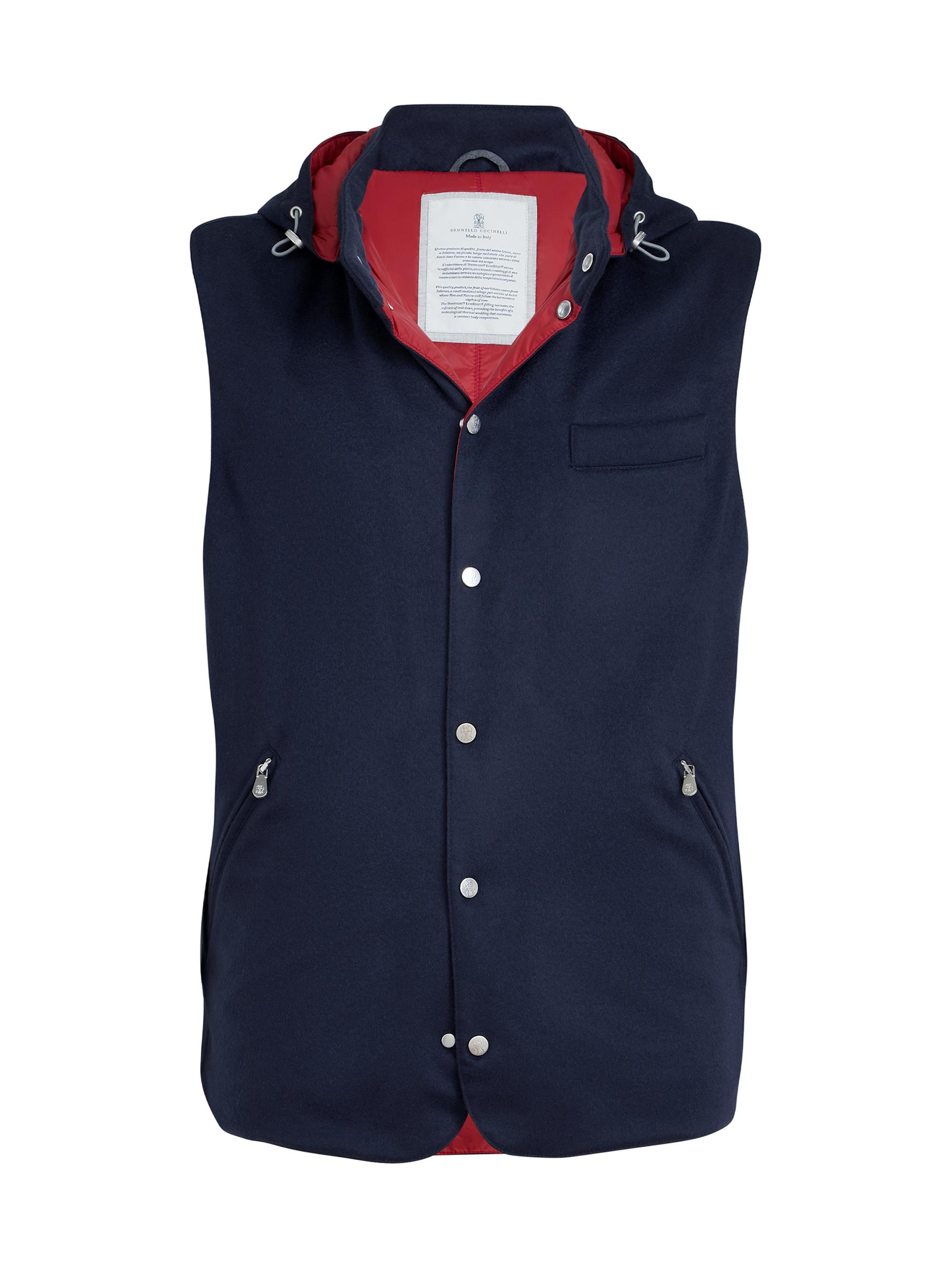 Brunello Cucinelli Men's Lightweight Cashmere Flannel Vest with Thermore Padding - Blue