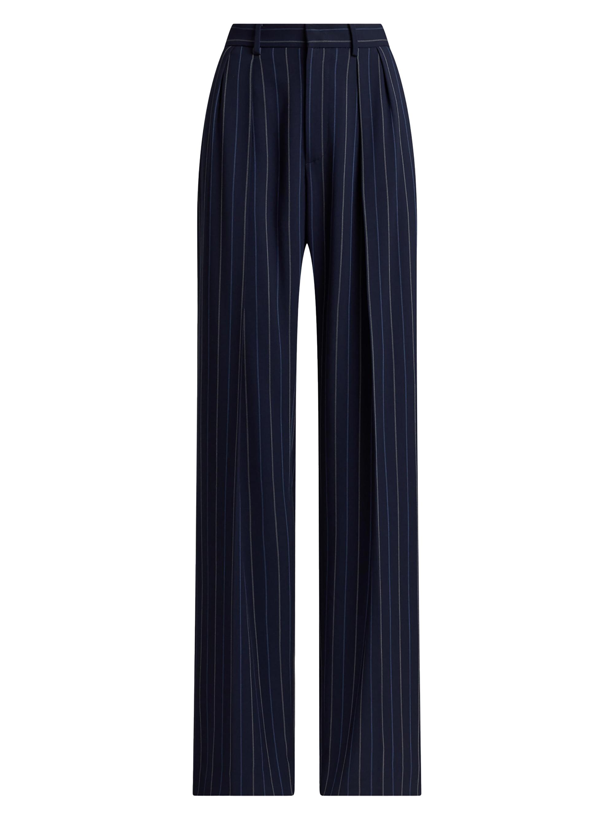 Ralph Lauren Collection Women's Jody Striped Pleat-Front Wool Pants - Icon Navy Multi