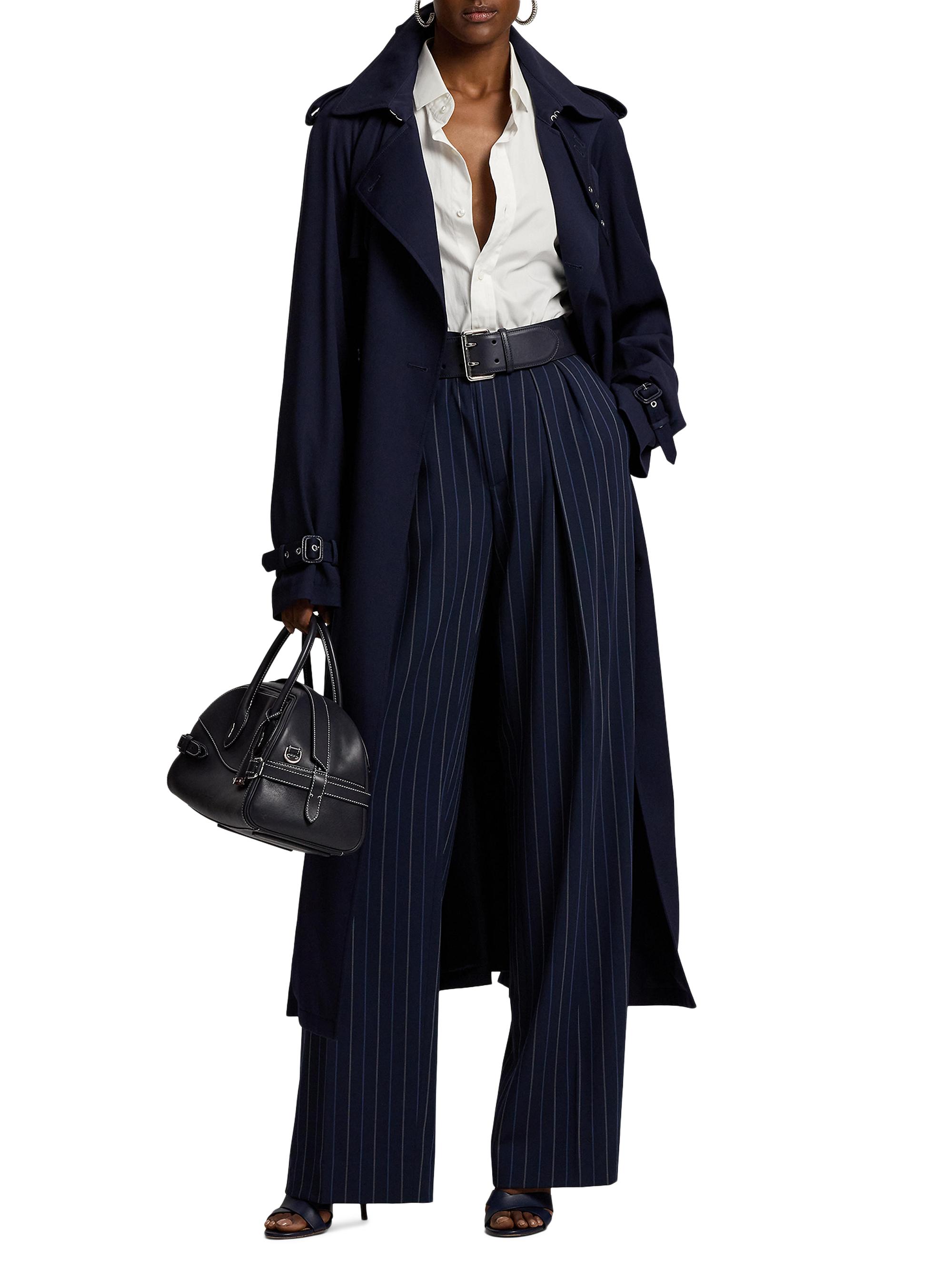 Ralph Lauren Collection Women's Alecia Belted Wool Longline Trench Coat - Icon Navy