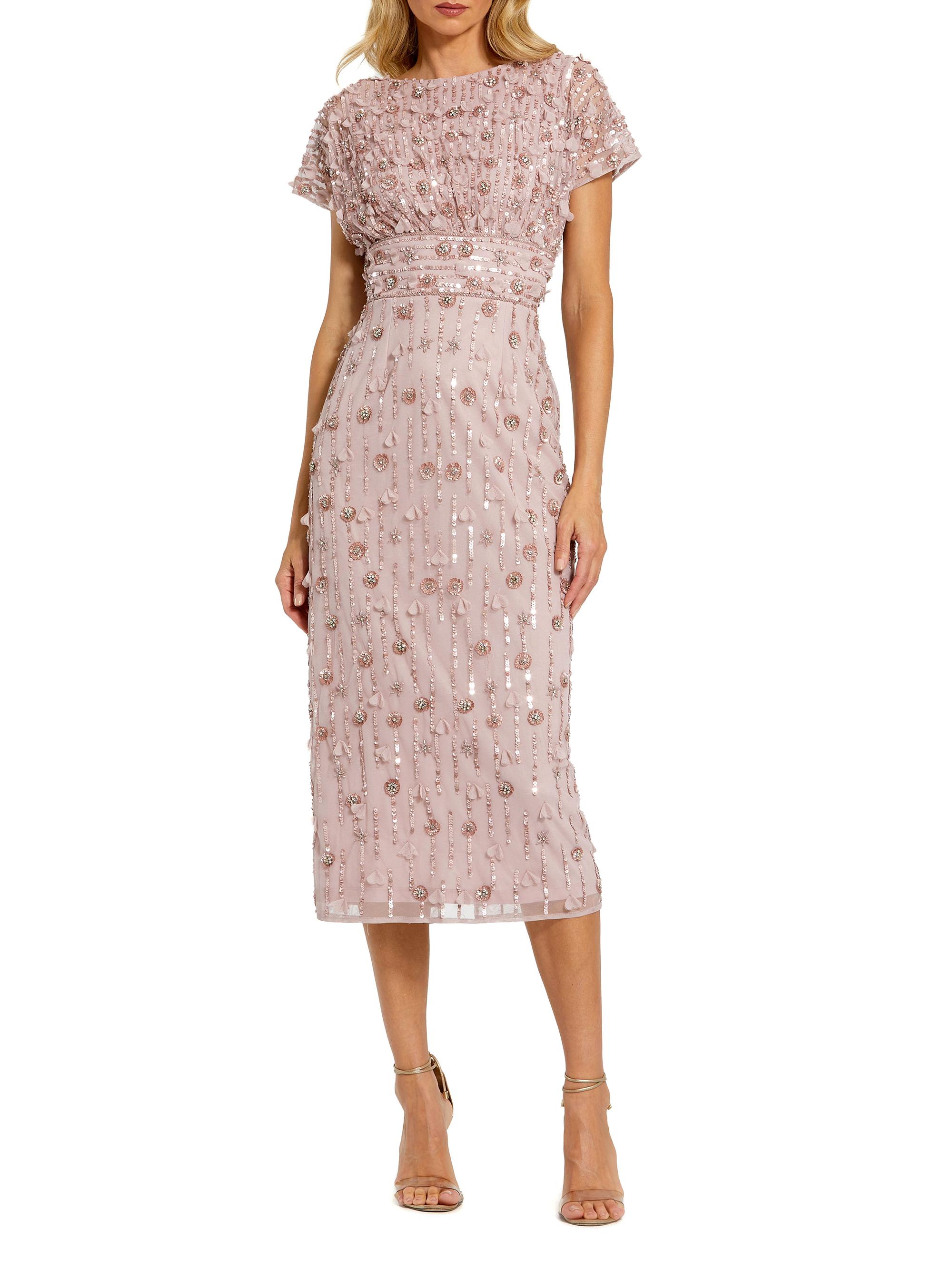purple embellished high neck cap sleeve a line dress Long Sleeve Embellished Mesh Maxi Dress Purple