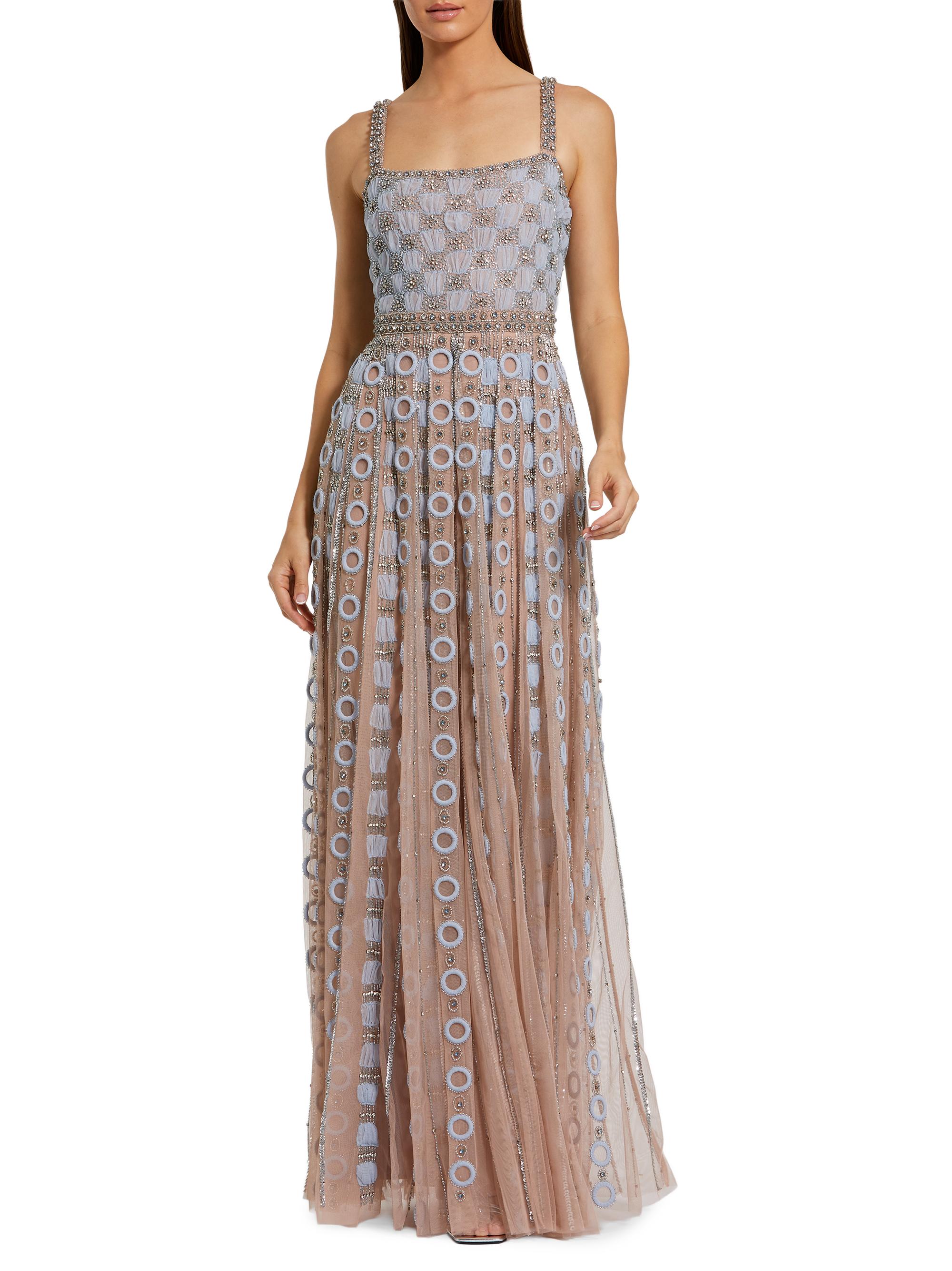 petite a line formal dresses Mac Duggal Petite Pink Crepe 3/4 Sleeve A-line Gown With Flower Trim