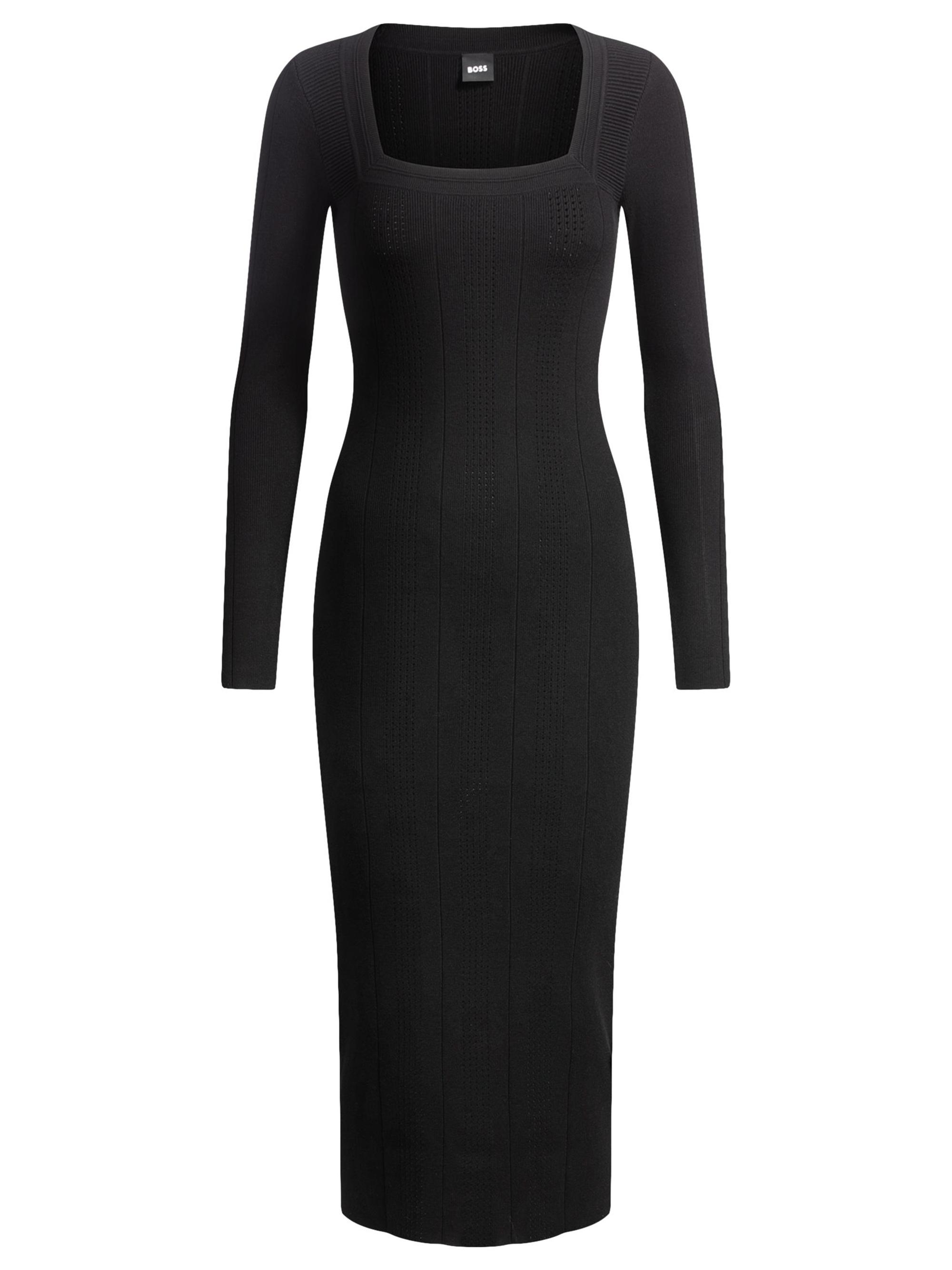 BOSS Women's Knitted Relaxed Fit Dress with Anti Bacterial Finish - Black
