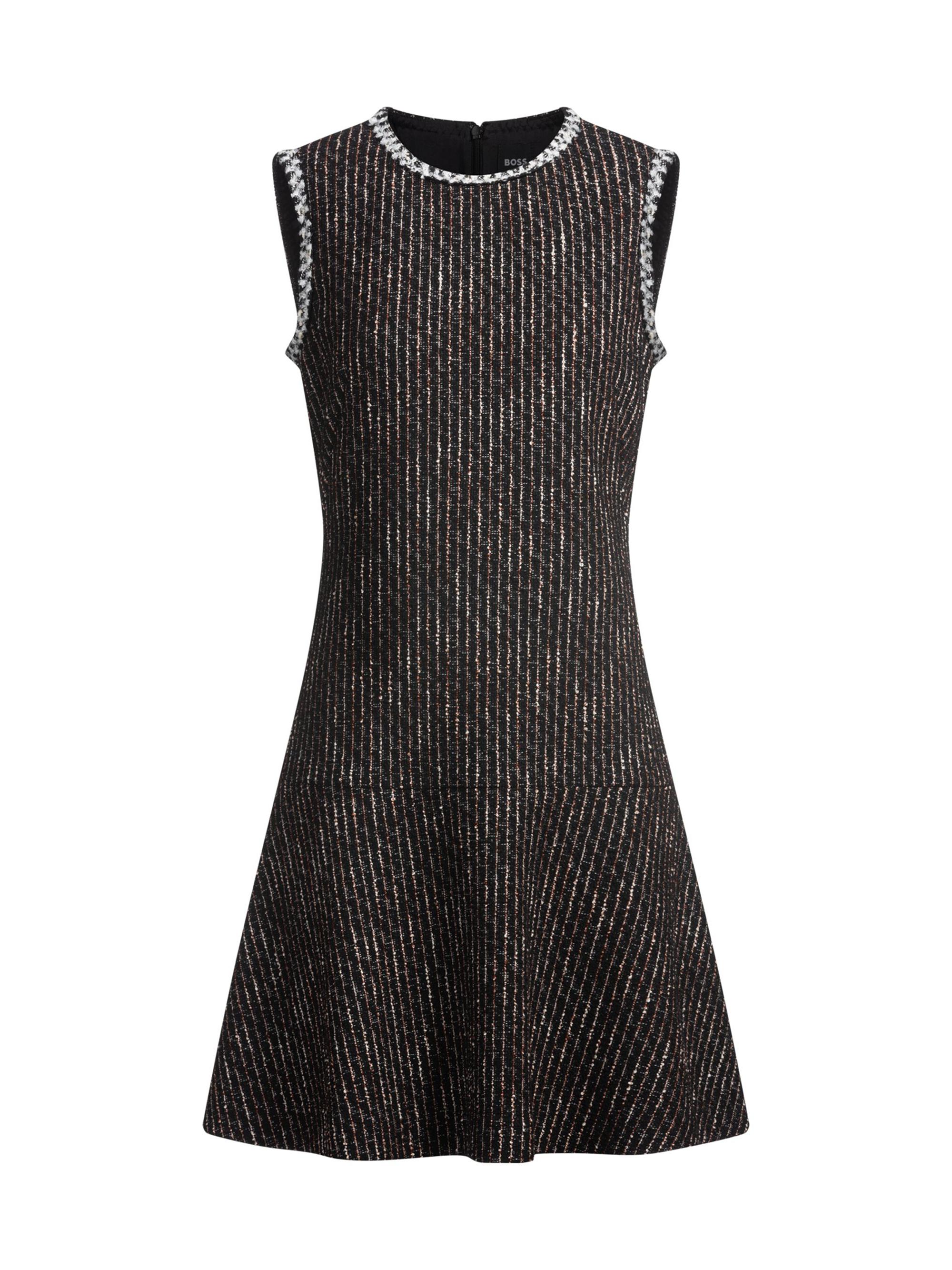 BOSS Women's Tape Trim Dress in Jersey Bouclé - Patterned Green