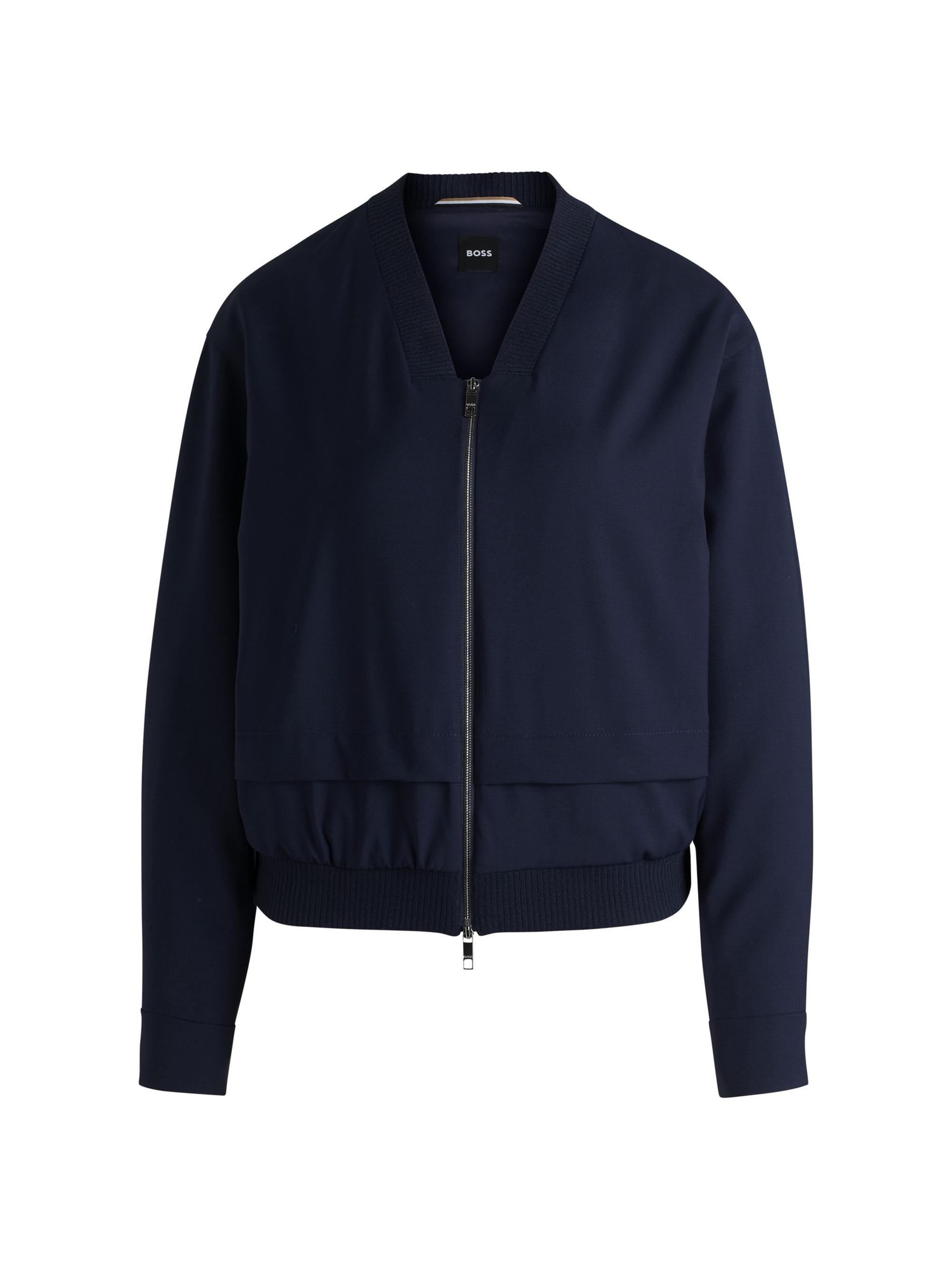 BOSS Women's Oversize-Fit Jacket with Layered Effect - Blue