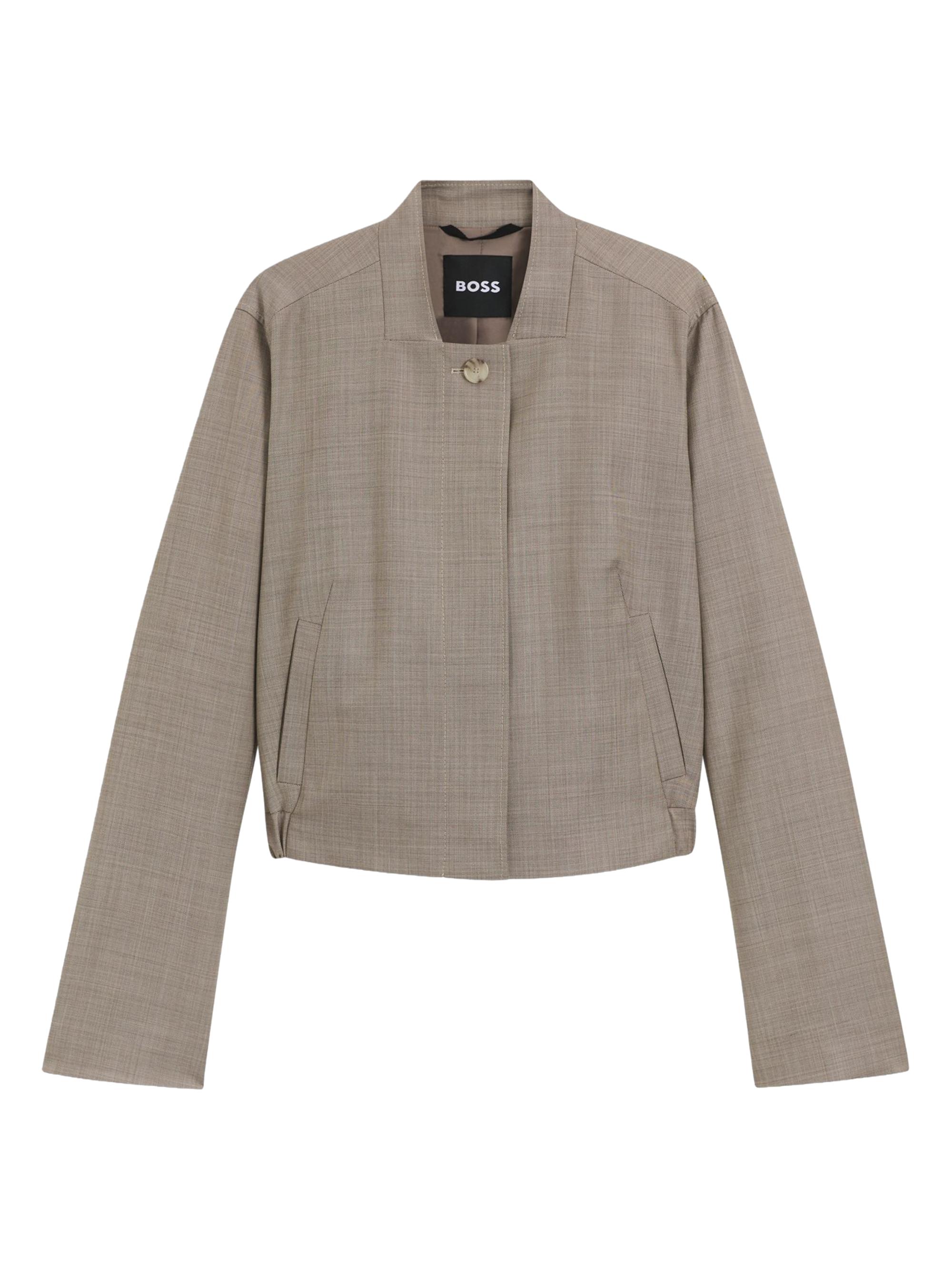 BOSS Women's Tailored Blazer in Stretch-Wool Sharkskin - Light Beige