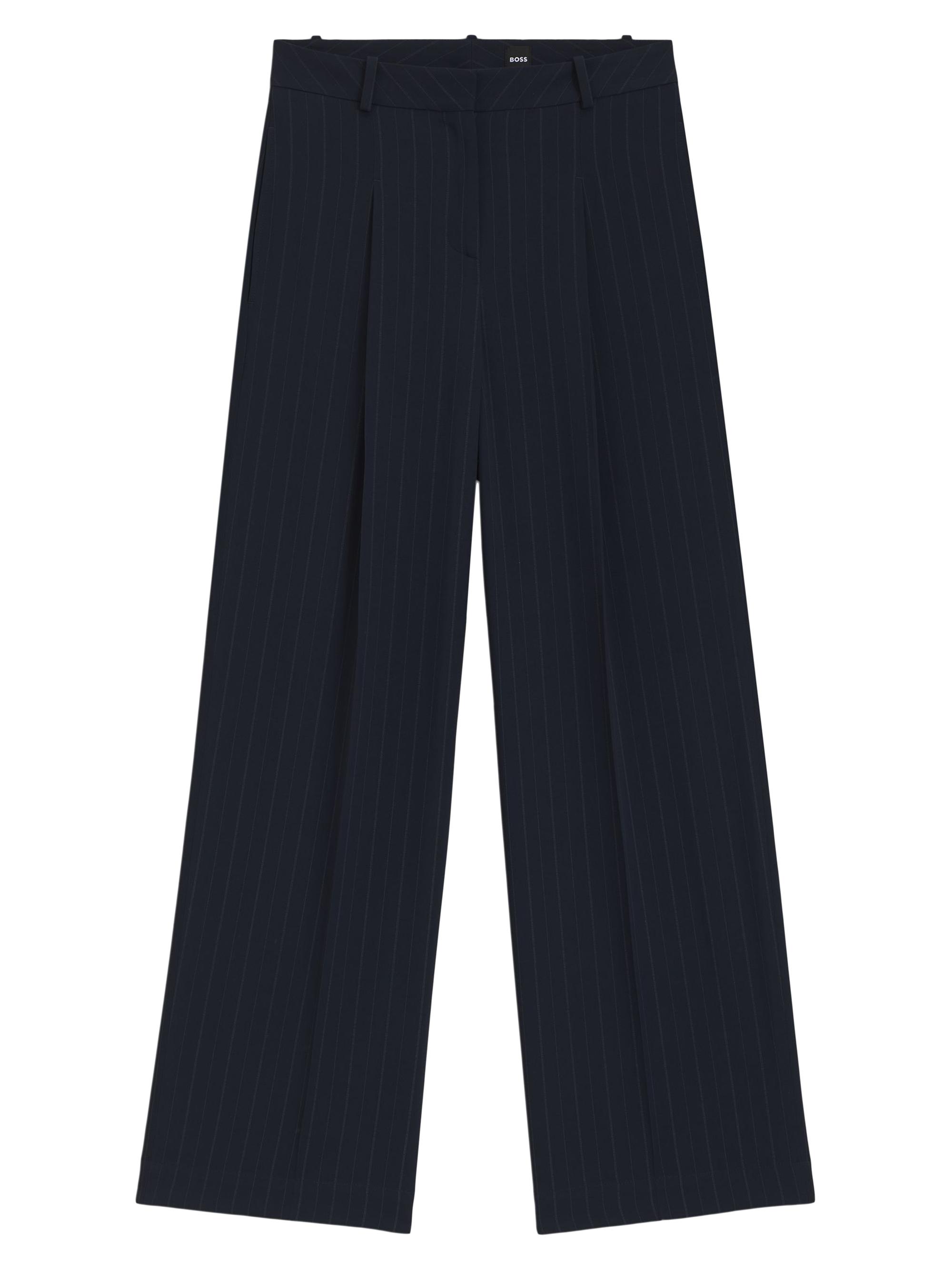 BOSS Women's Regular-Fit Trousers with Pinstripe - Blue Patterned