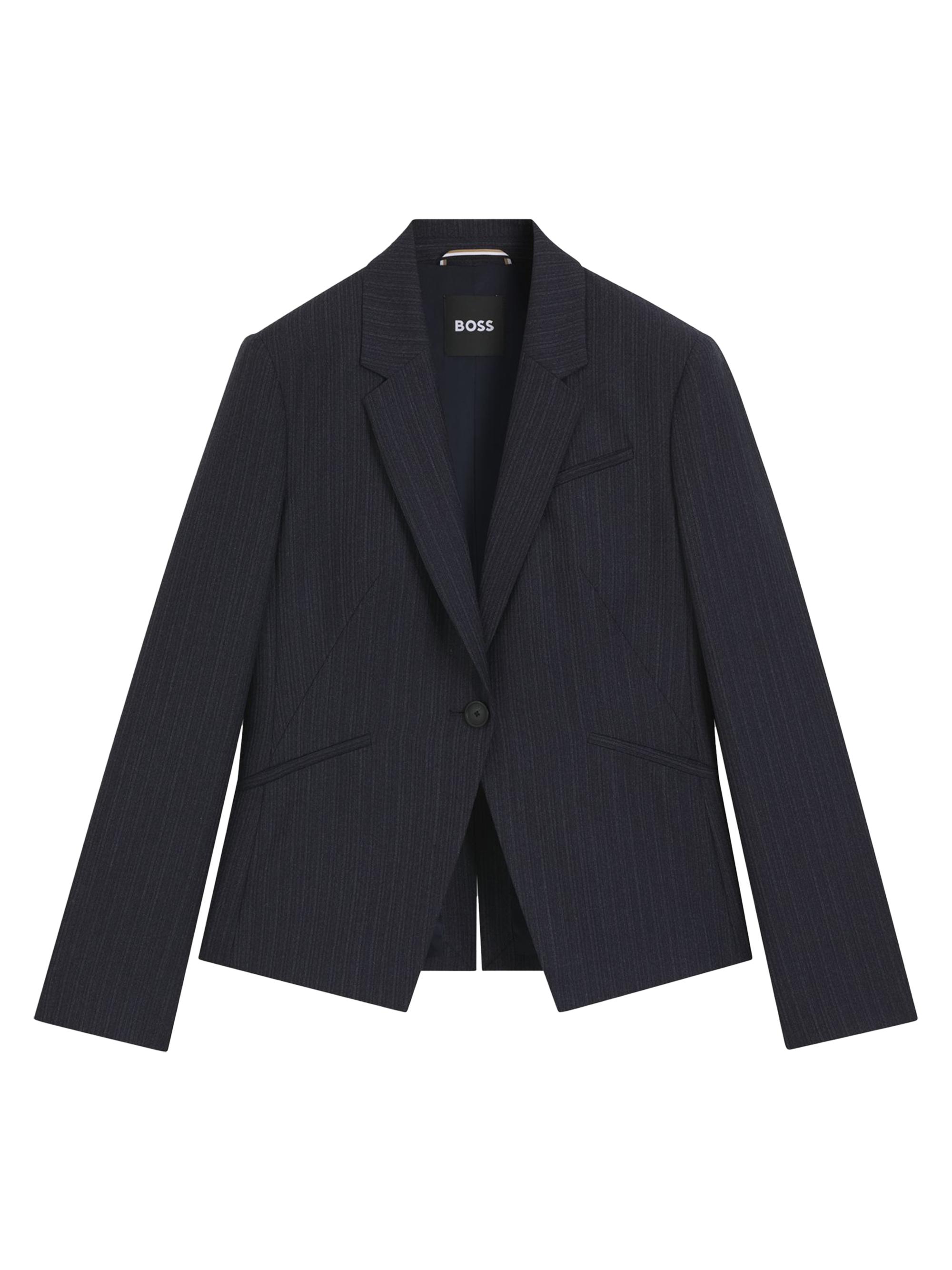 BOSS Women's Striped Slim Fit Blazer in Virgin Wool - Blue Patterned