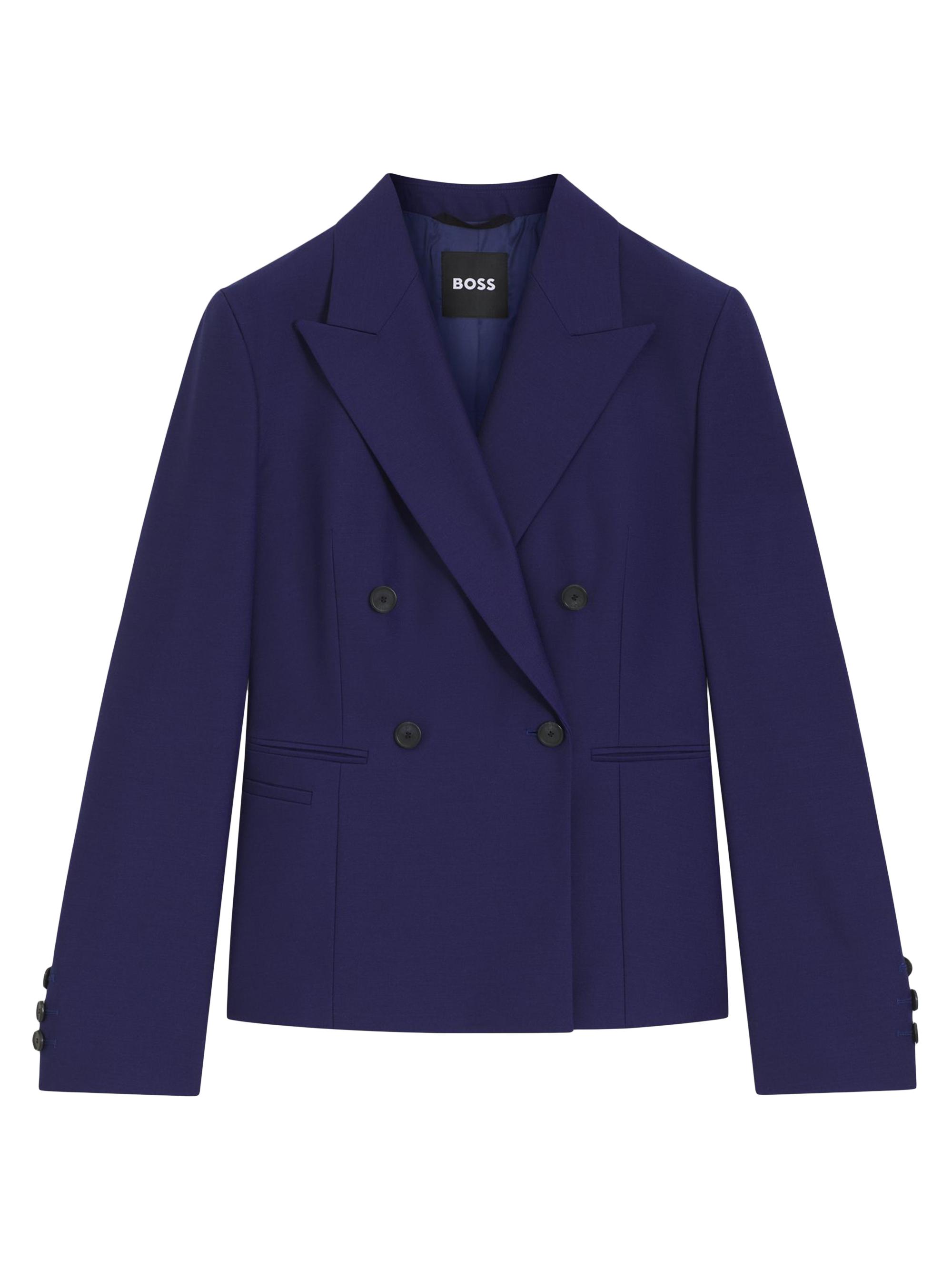 BOSS Women's Slim-Fit Blazer in Virgin-Wool Twill - Blue