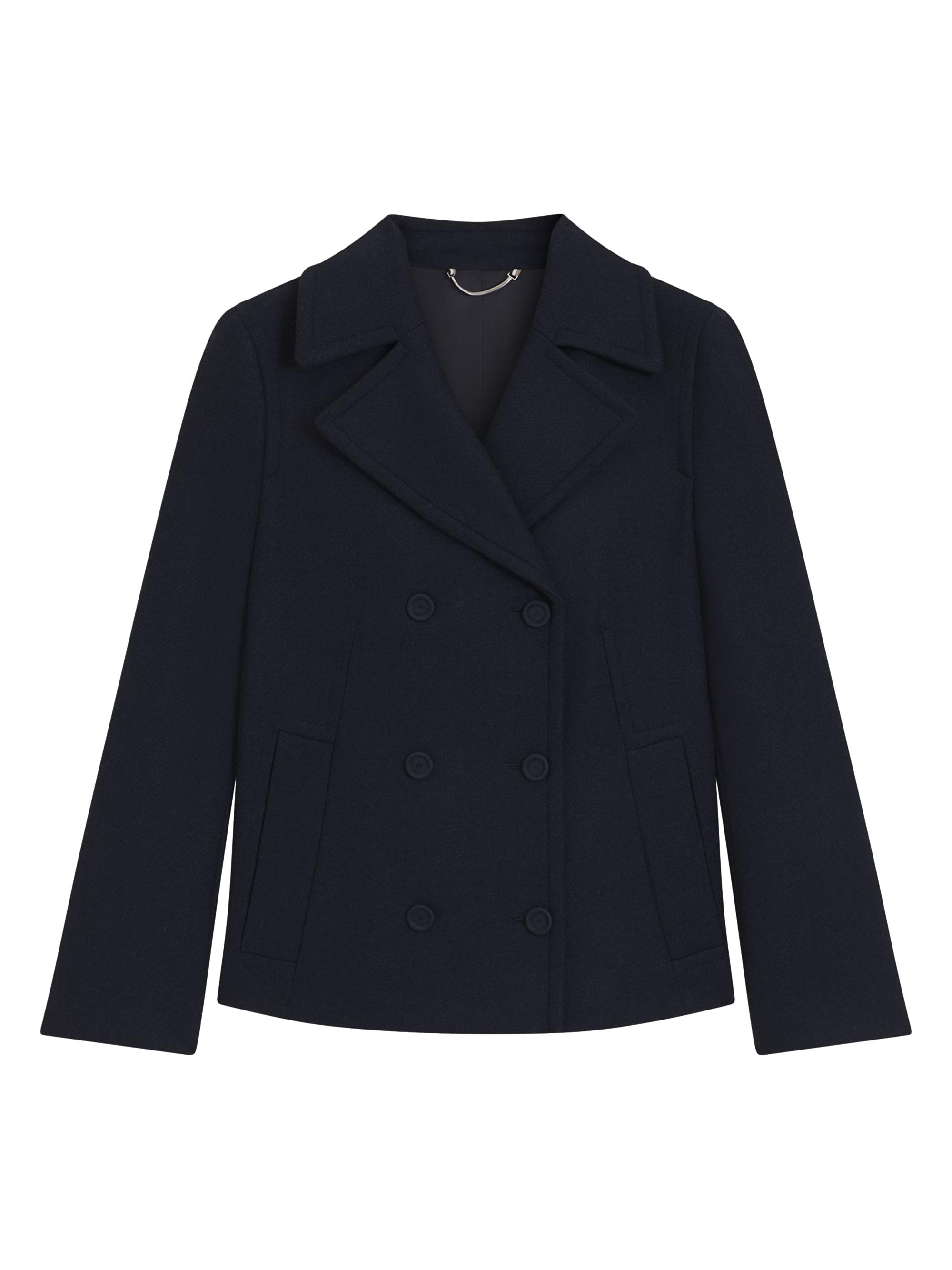 BOSS Women's Wool-Blend Pea Coat in a Regular Fit - Dark Blue