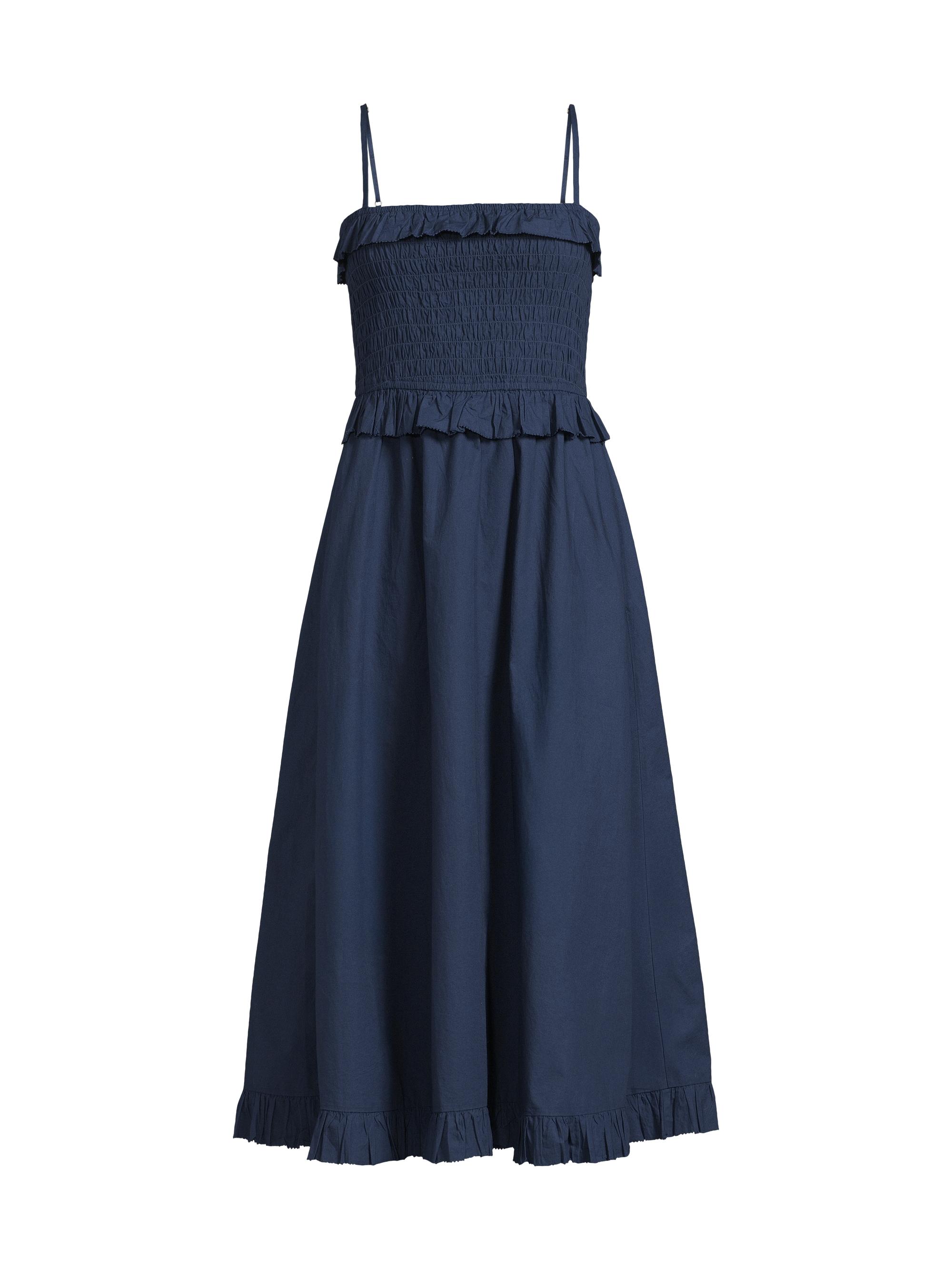 Ciao Lucia Women's Karine Shirred Cotton Poplin Midi-Dress - Navy