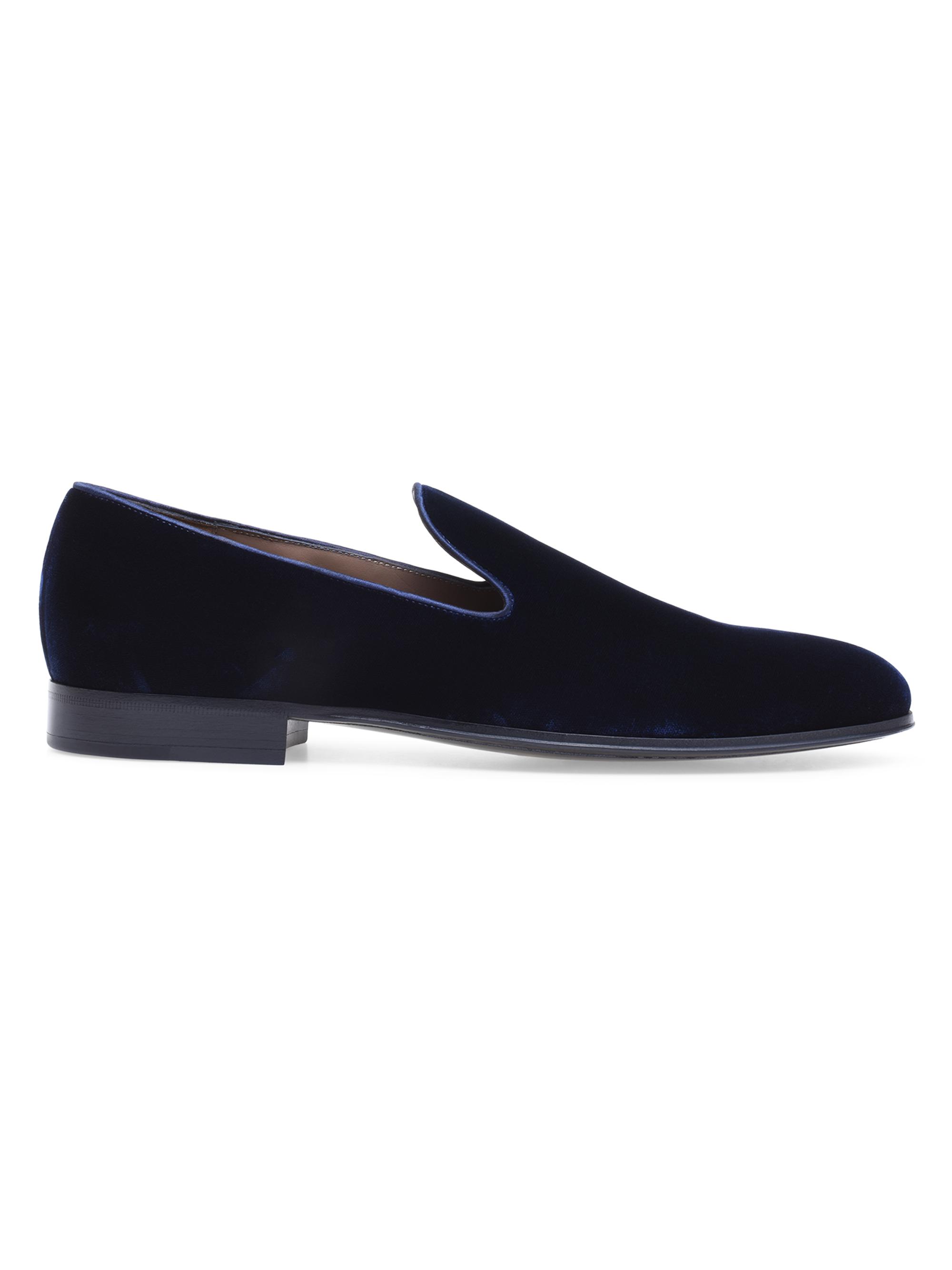 Gianvito Rossi Men's Satin Velvet Loafers - Denim