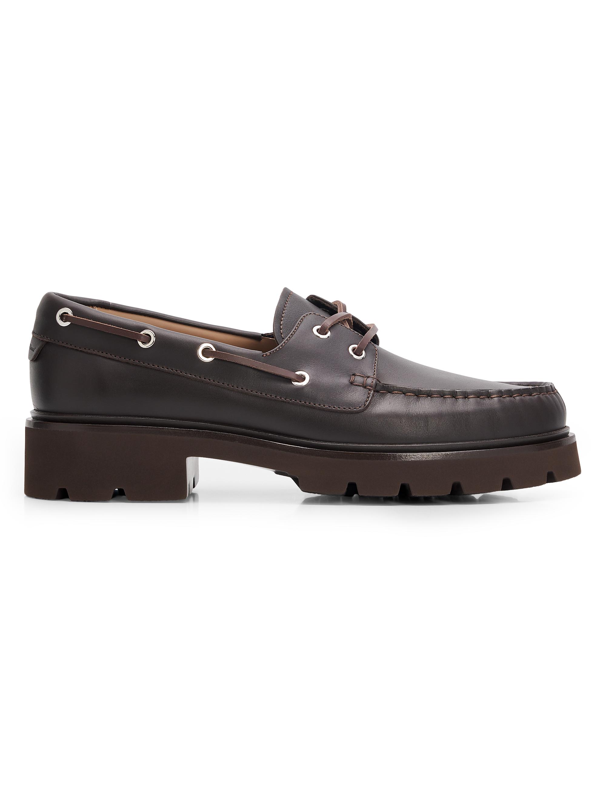 Gianvito Rossi Men's Leather Boat Shoes - Moka