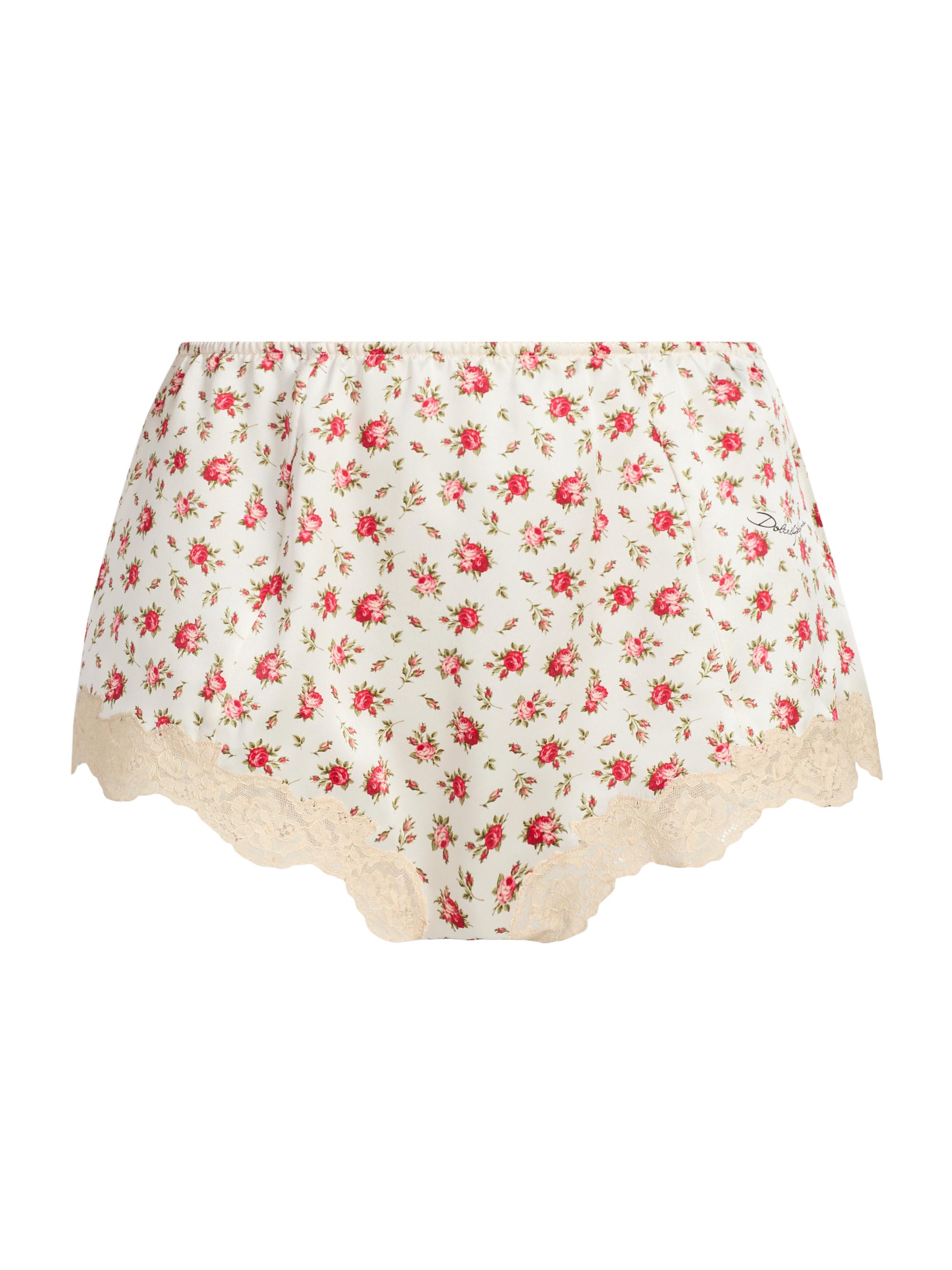 Dolce & Gabbana Women's Guaina Rose Print Silk-Blend Brief - Roselline
