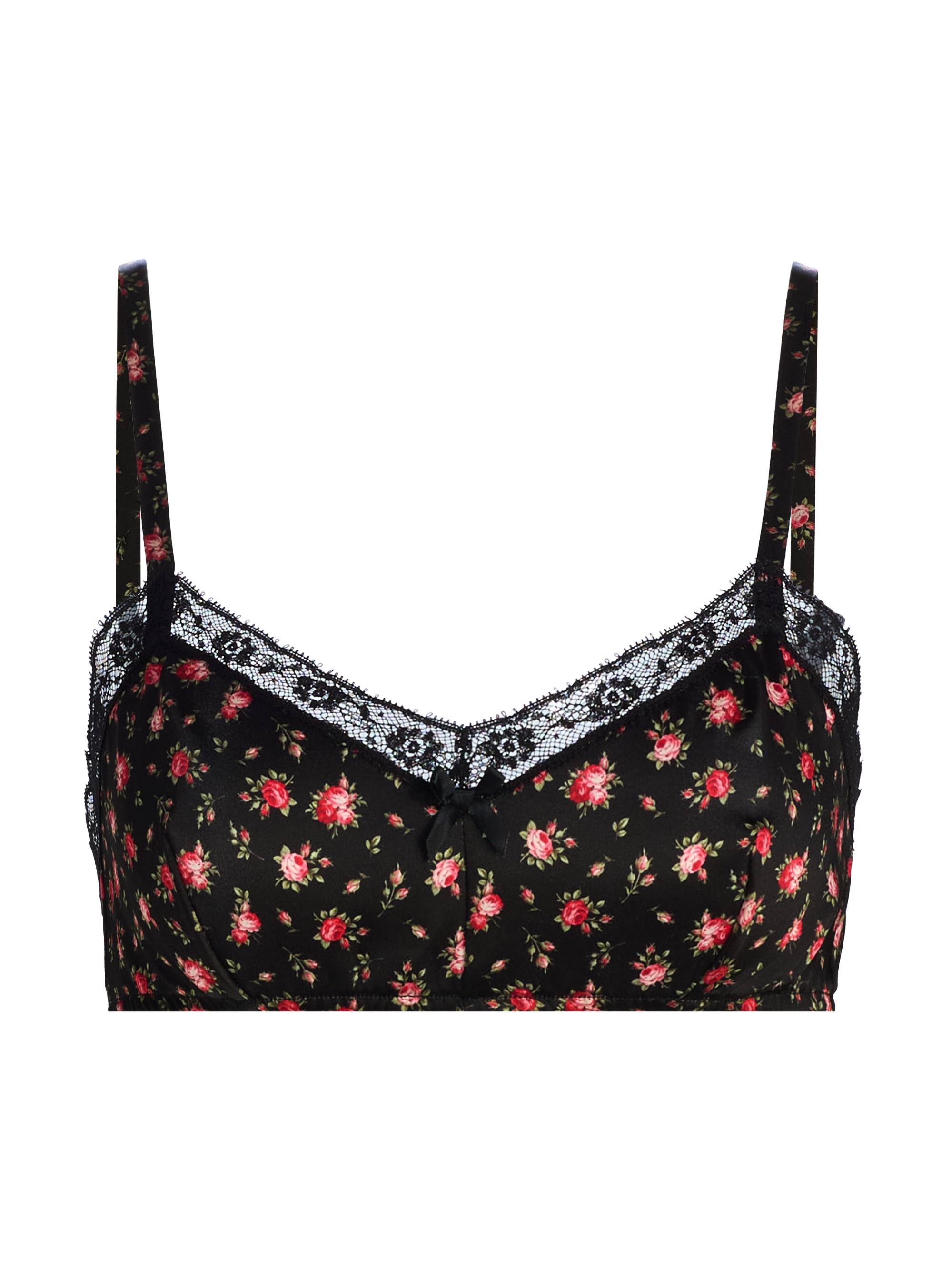 Dolce & Gabbana Women's Regg. Senza Ferretto Silk-Blend Bra - Roselline Nero