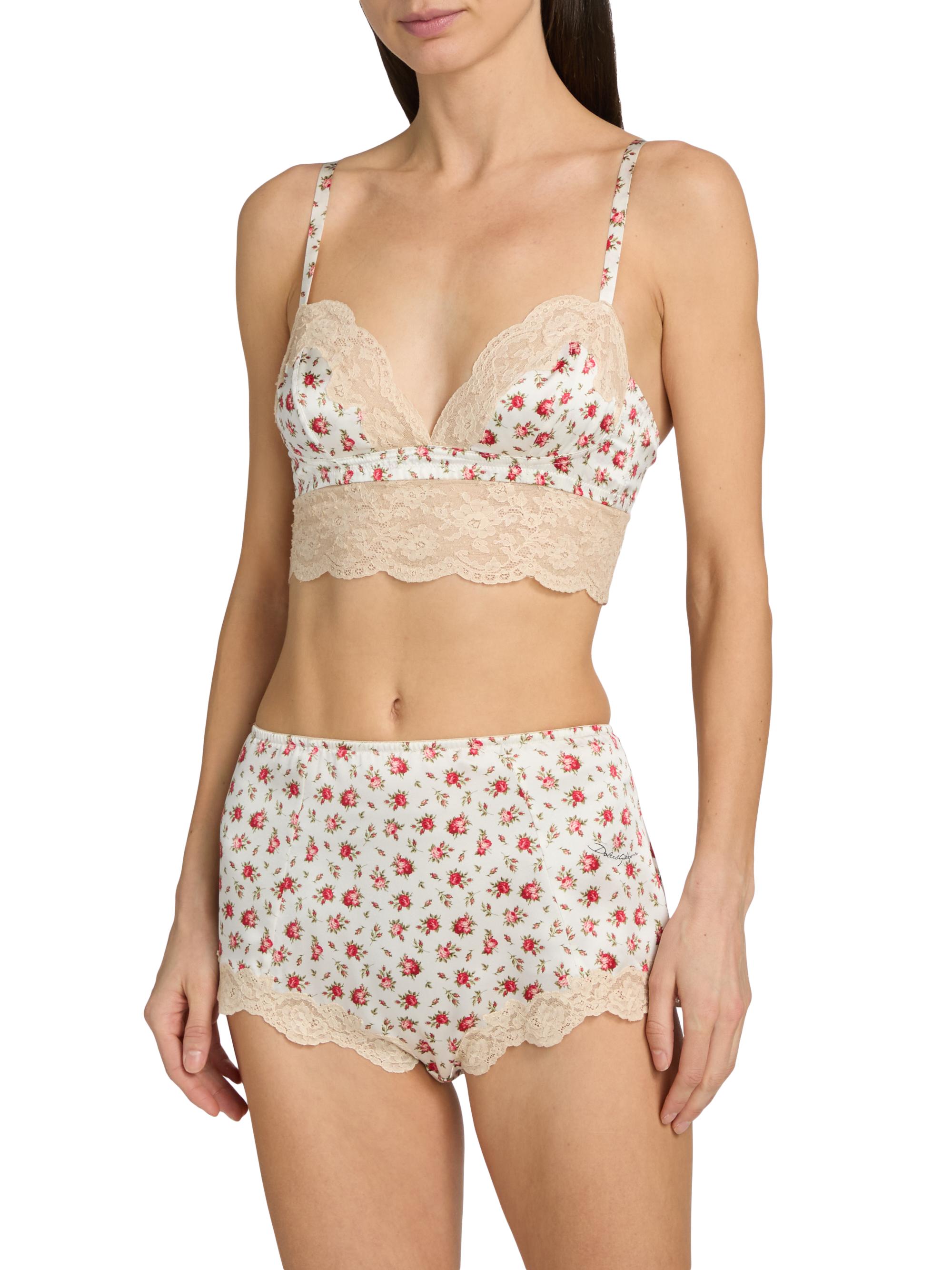 Dolce&Gabbana Regg Floral Lace Silk-Cotton Balconette Bra | Saks