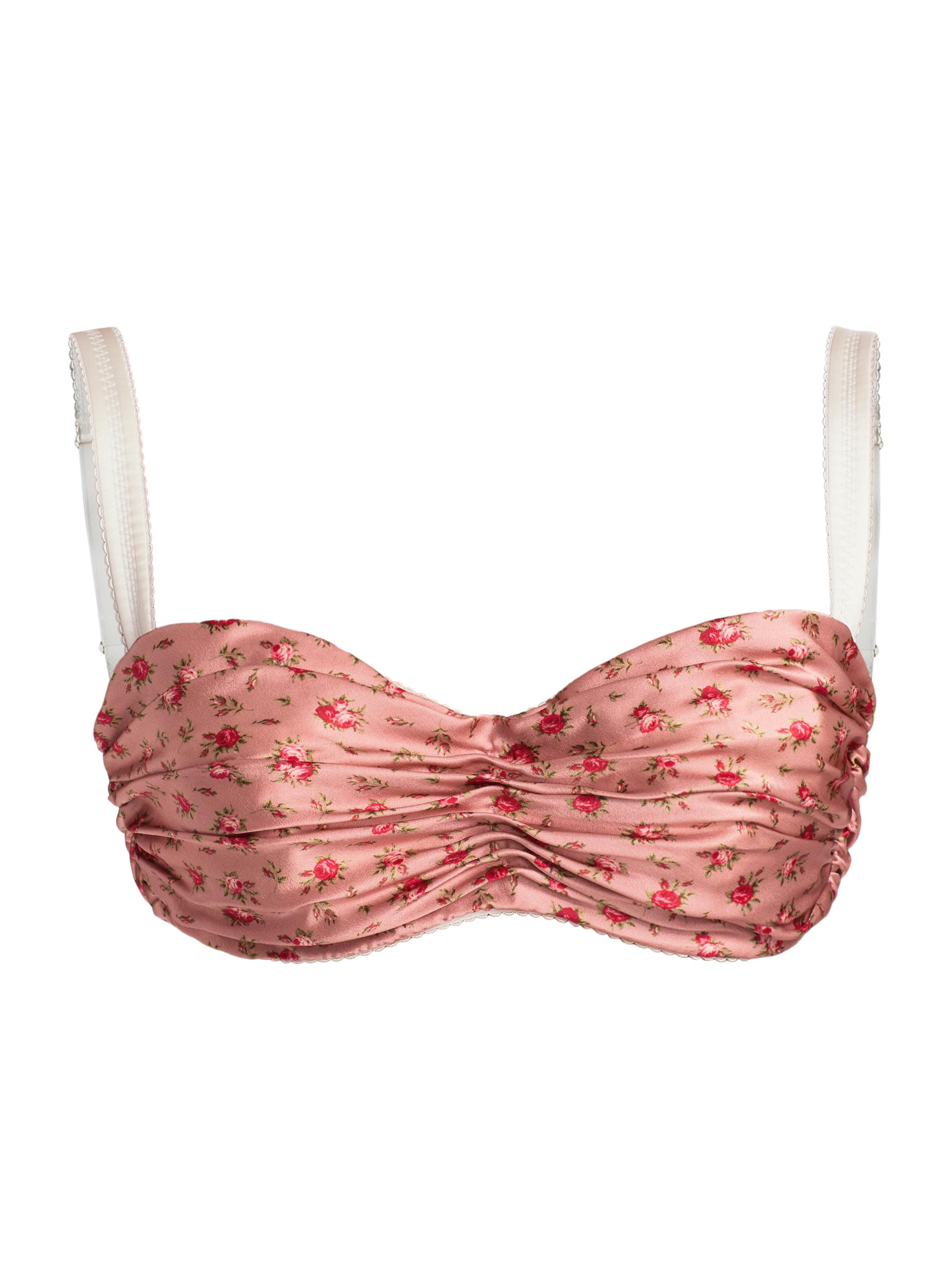 Dolce & Gabbana Women's Gathered Rose Silk Balconette Bra - Roselline Rose