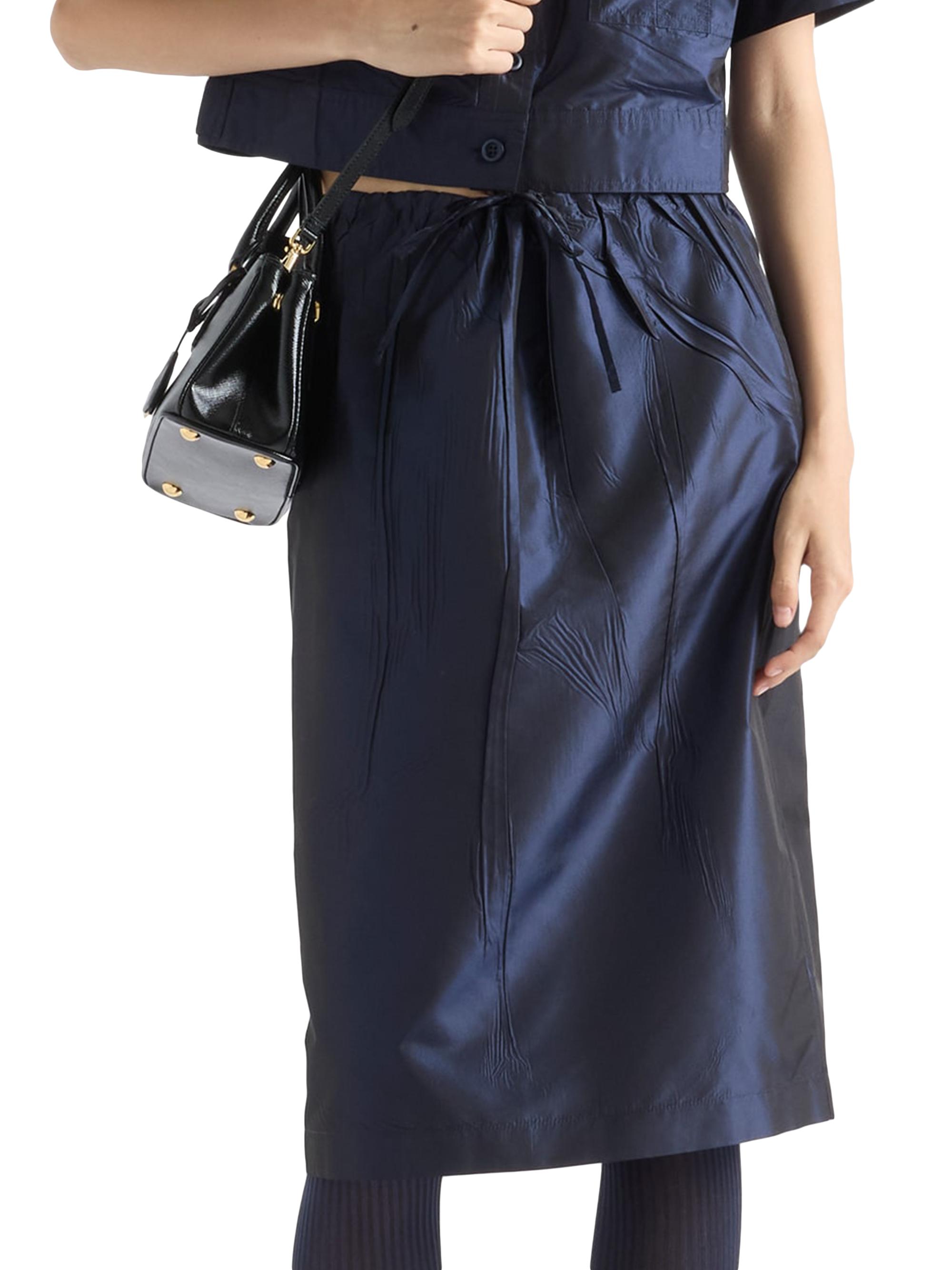Prada Women's Taffeta Midi Skirt - Blue | Thumbnail 2