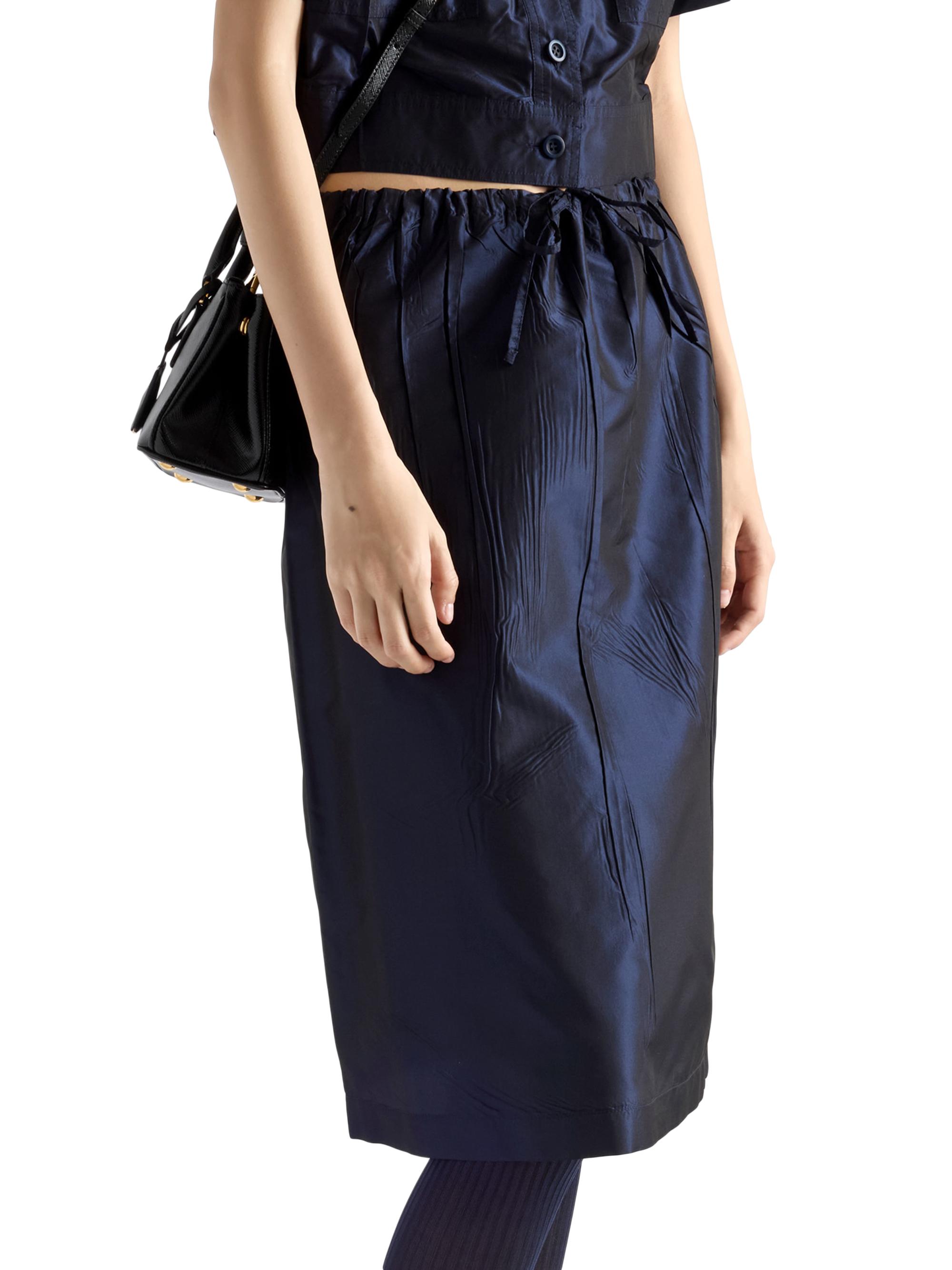 Prada Women's Taffeta Midi Skirt - Blue | Thumbnail 4