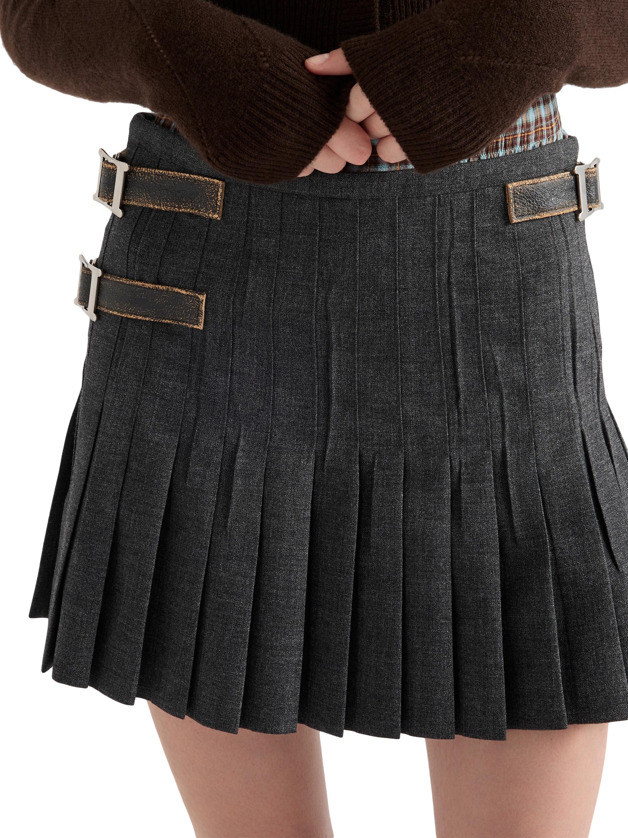 Prada Pleated Rush Stitch Wool Mini Skirt | Saks Fifth Avenue