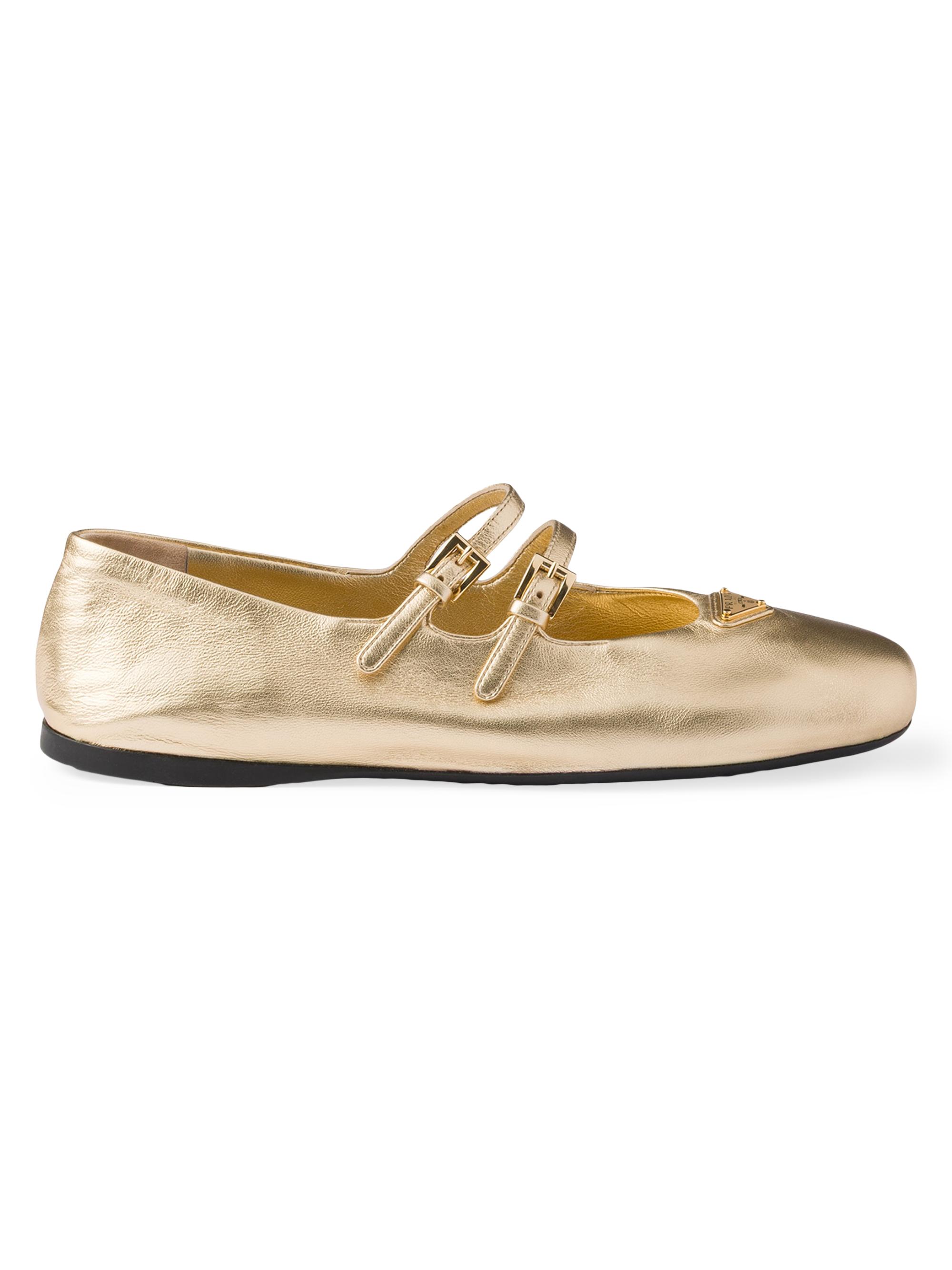 Prada Women's Mordoré Nappa Leather Ballerinas - Golden