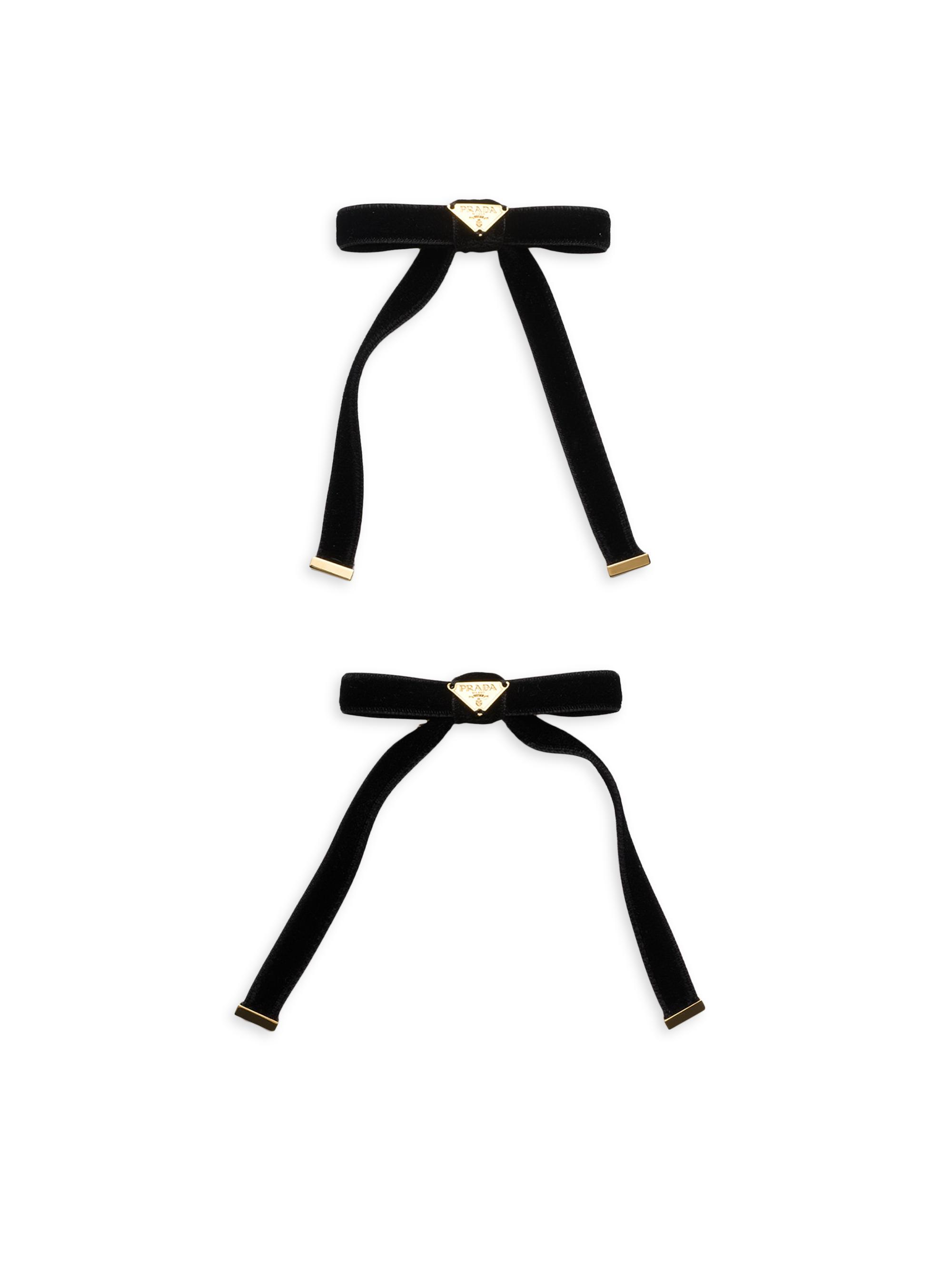 Prada Women's Velvet Hair Clips - Black