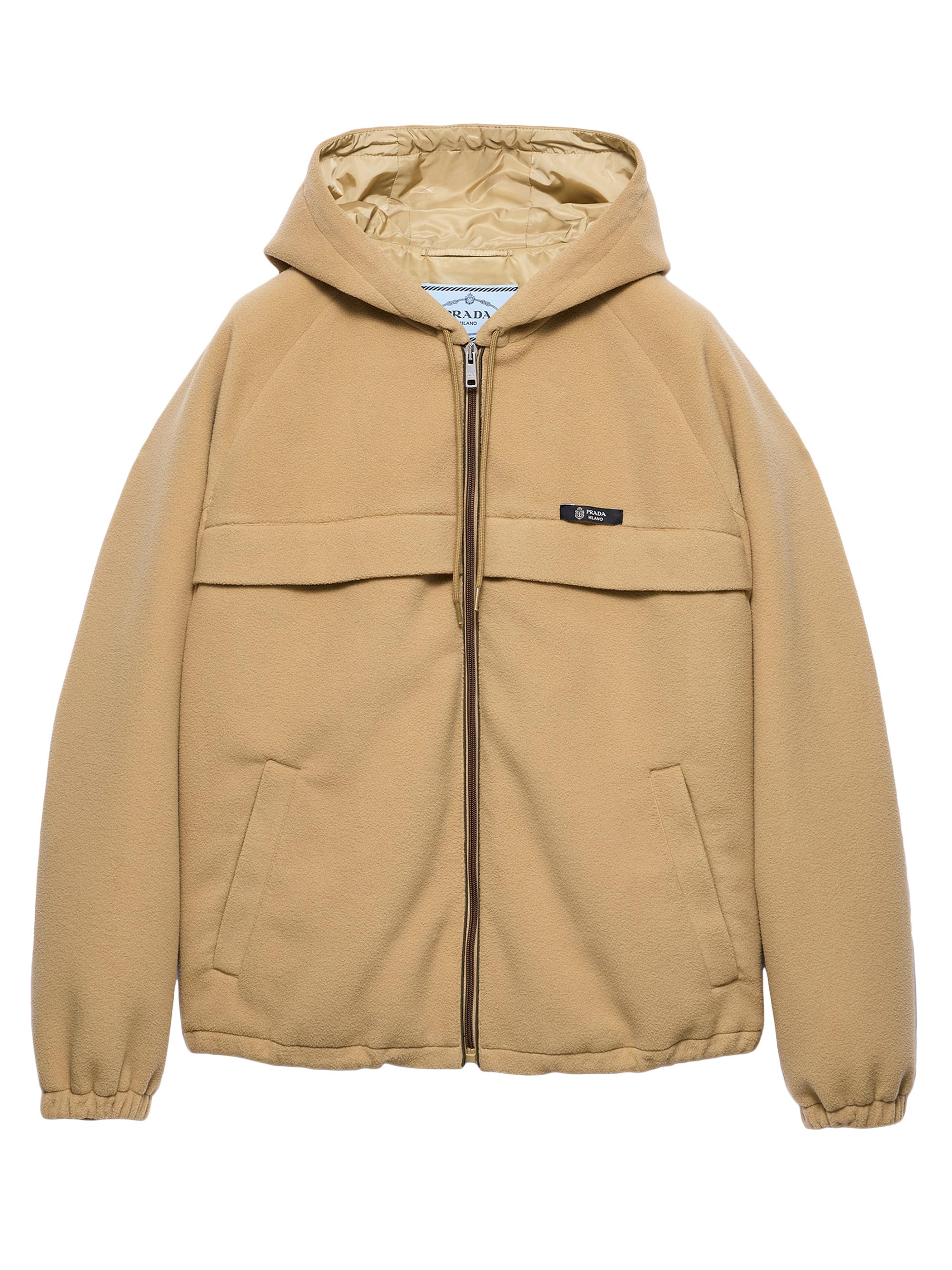 Prada Women's Technical Fleece Hoodie Jacket - Brown Beige