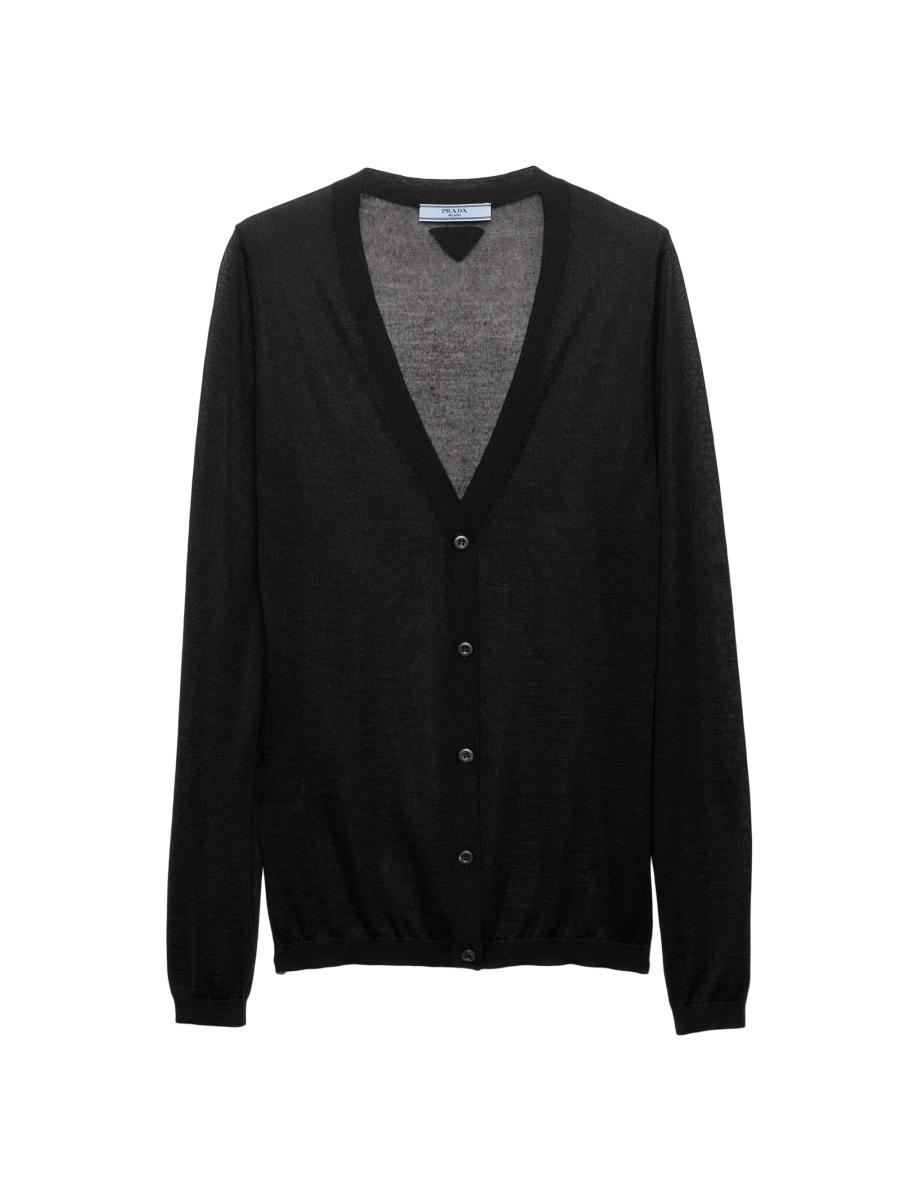Prada Women's Cashmere And Silk Cardigan In Black