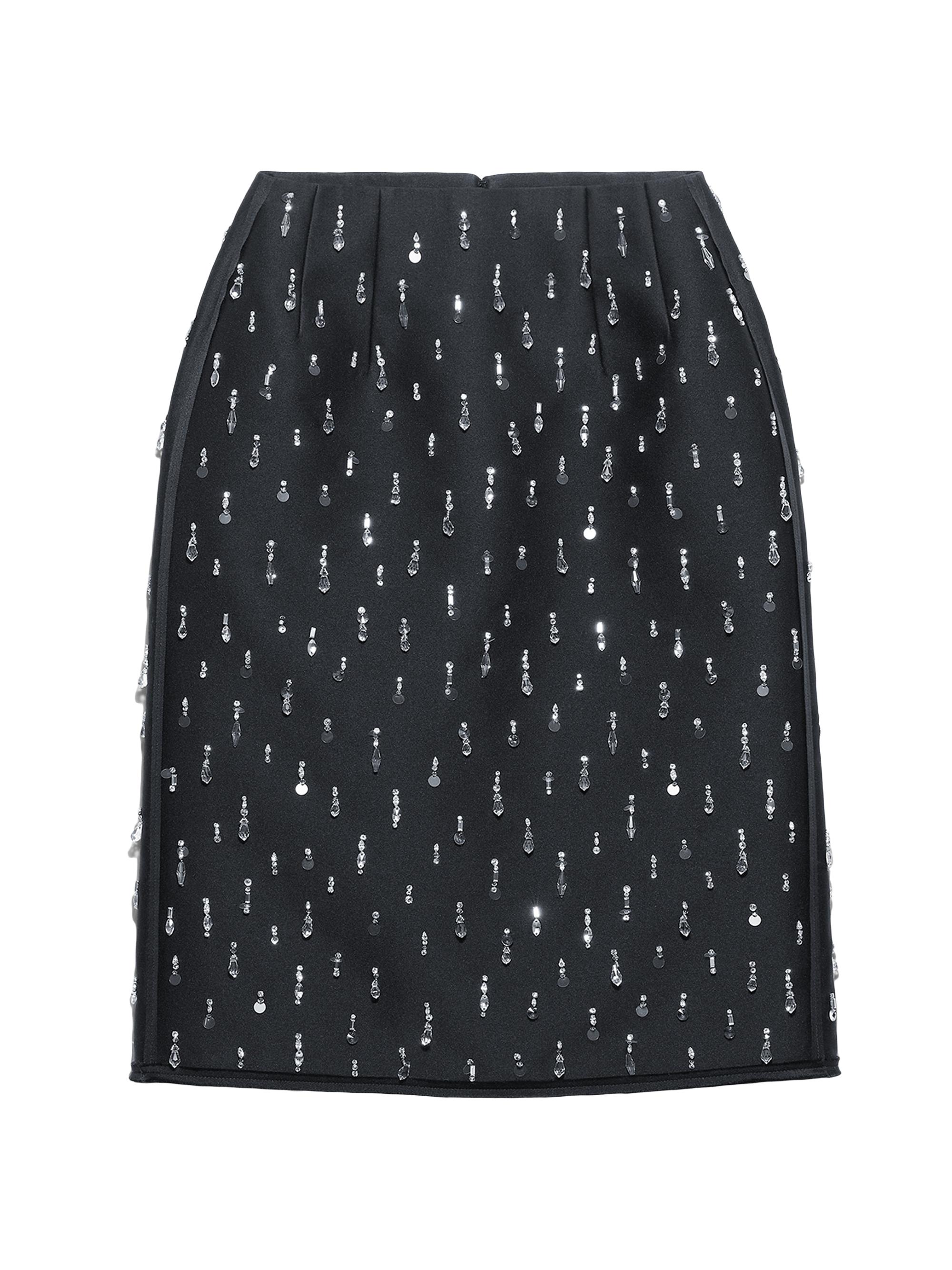 Prada Women's Embroidered Scuba Midi-skirt - Black