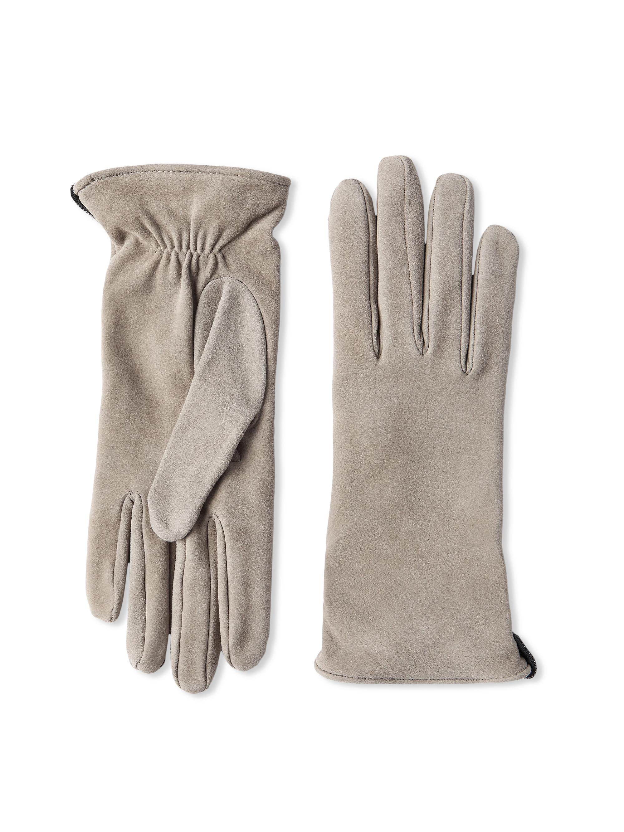 Brunello Cucinelli Women's Suede Gloves with Monili - Beige