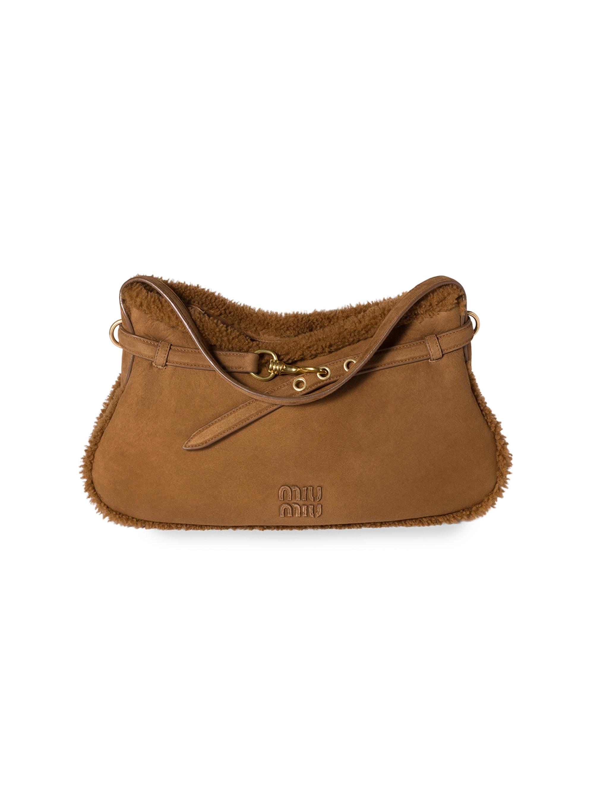 Miu Miu Women's Aventure Shearling Shoulder Bag - Brown