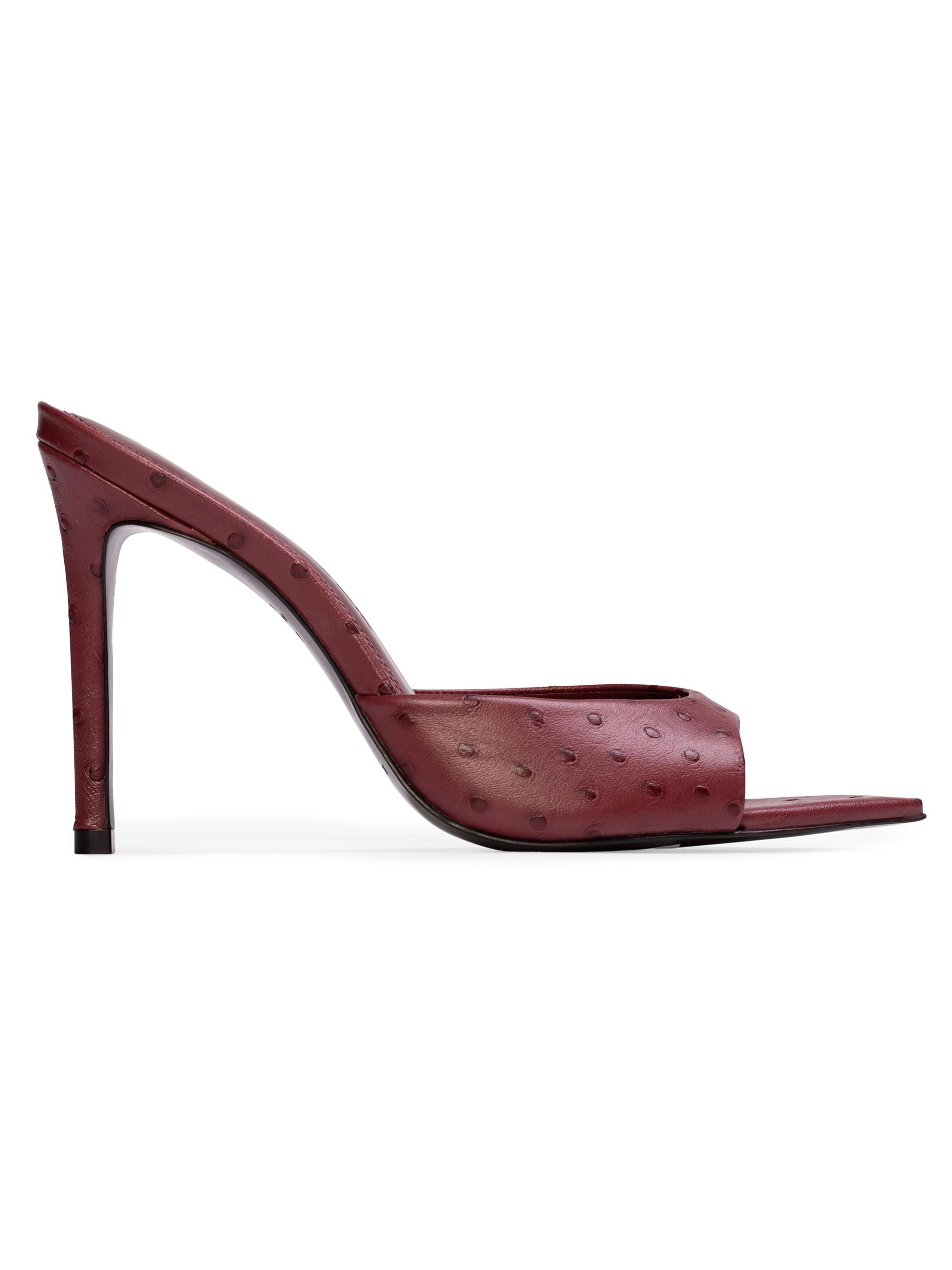 Black Suede Studio Women's Brea 0MM Ostrich Mules - Ruby Ostrich Leather