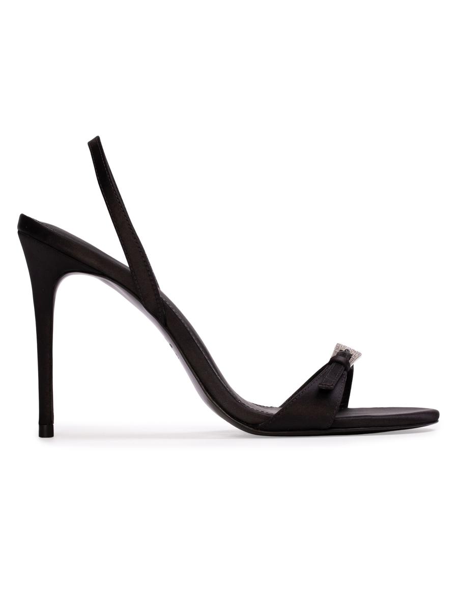SOLEMOOD ソルムッド ブラック Black Suede Studio Romi 100MM Satin Sandals | Saks Fifth Avenue