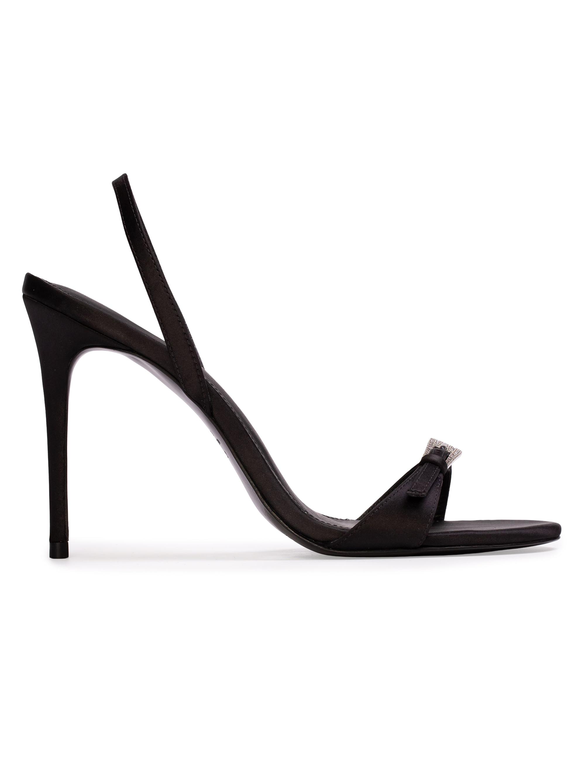 Black Suede Studio Women's Romi 100MM Satin Sandals - Black Satin