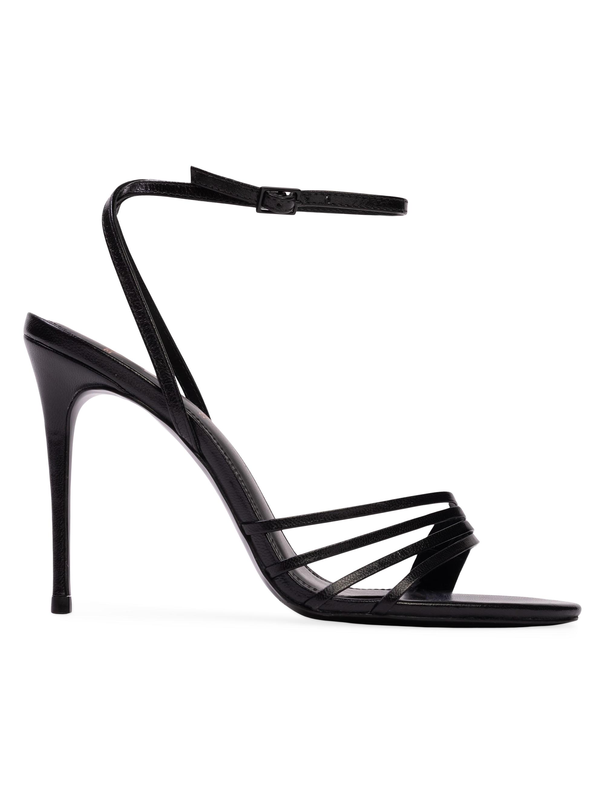 Black Suede Studio Women's Ella 100MM Leather Sandals - Black Leather