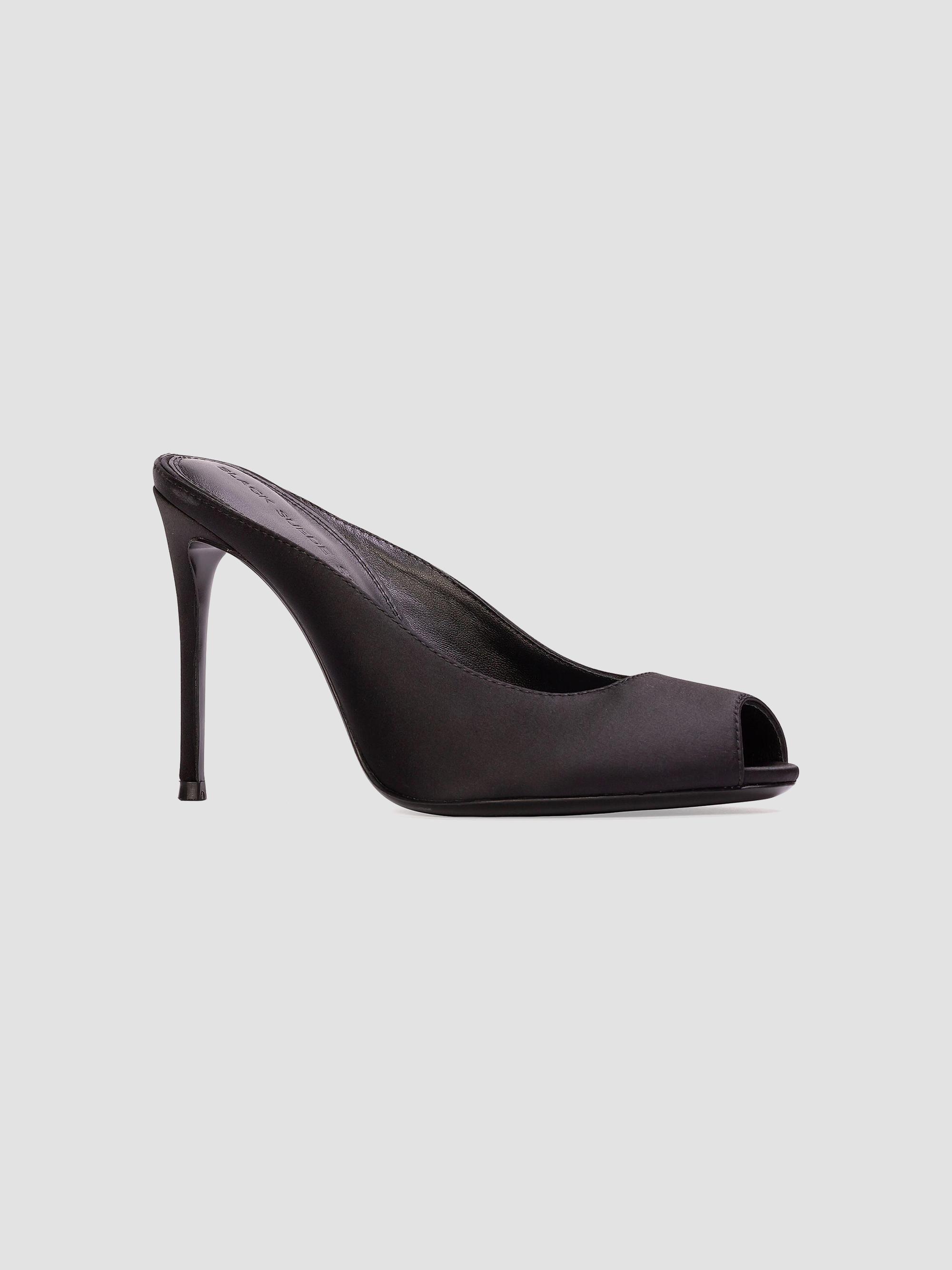 Black Suede Studio Shania 100MM Satin Peep-Toe Mule Heels | Saks