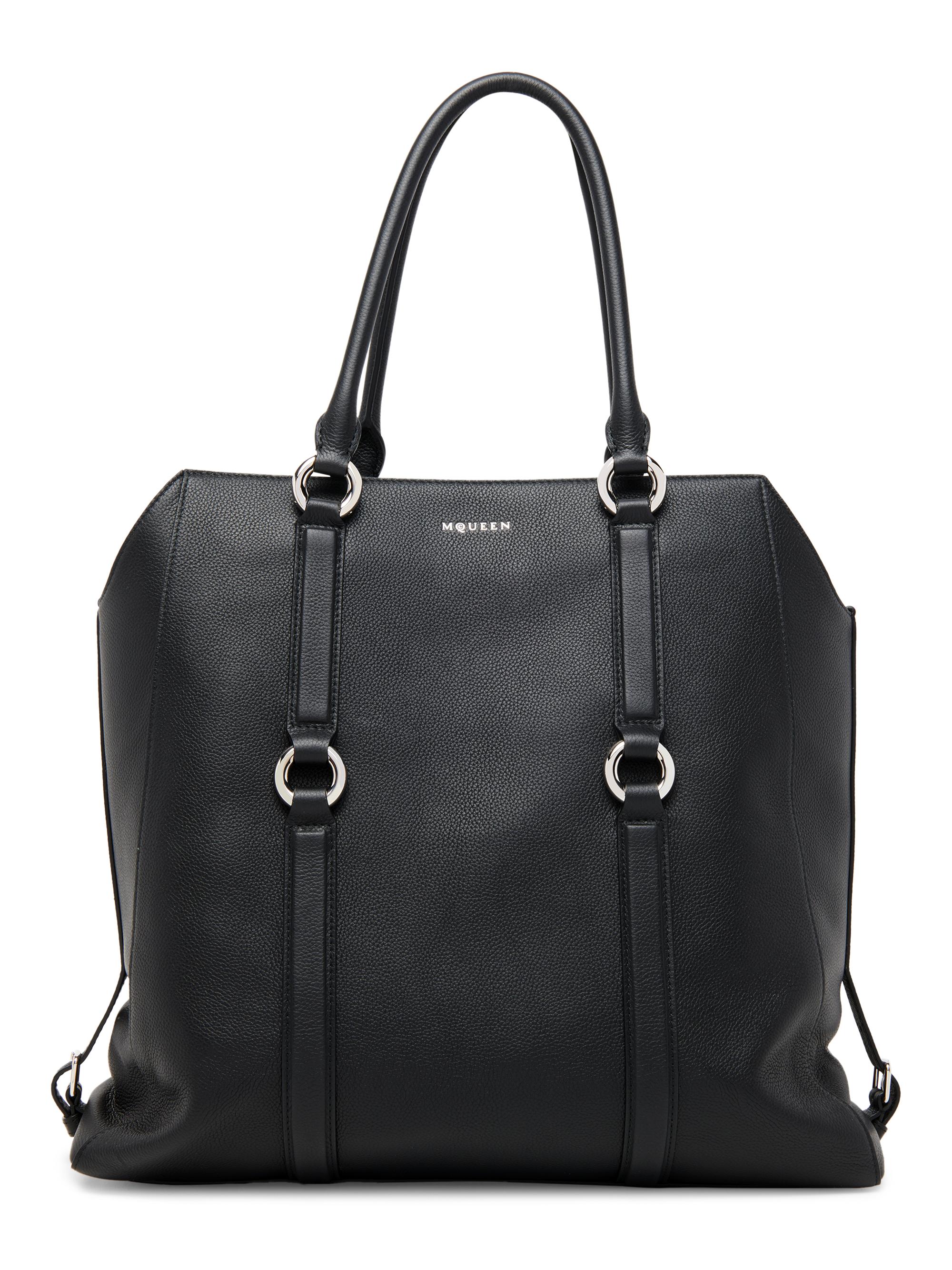 McQueen Men's Farringdon Leather Tote Bag - Black Silver